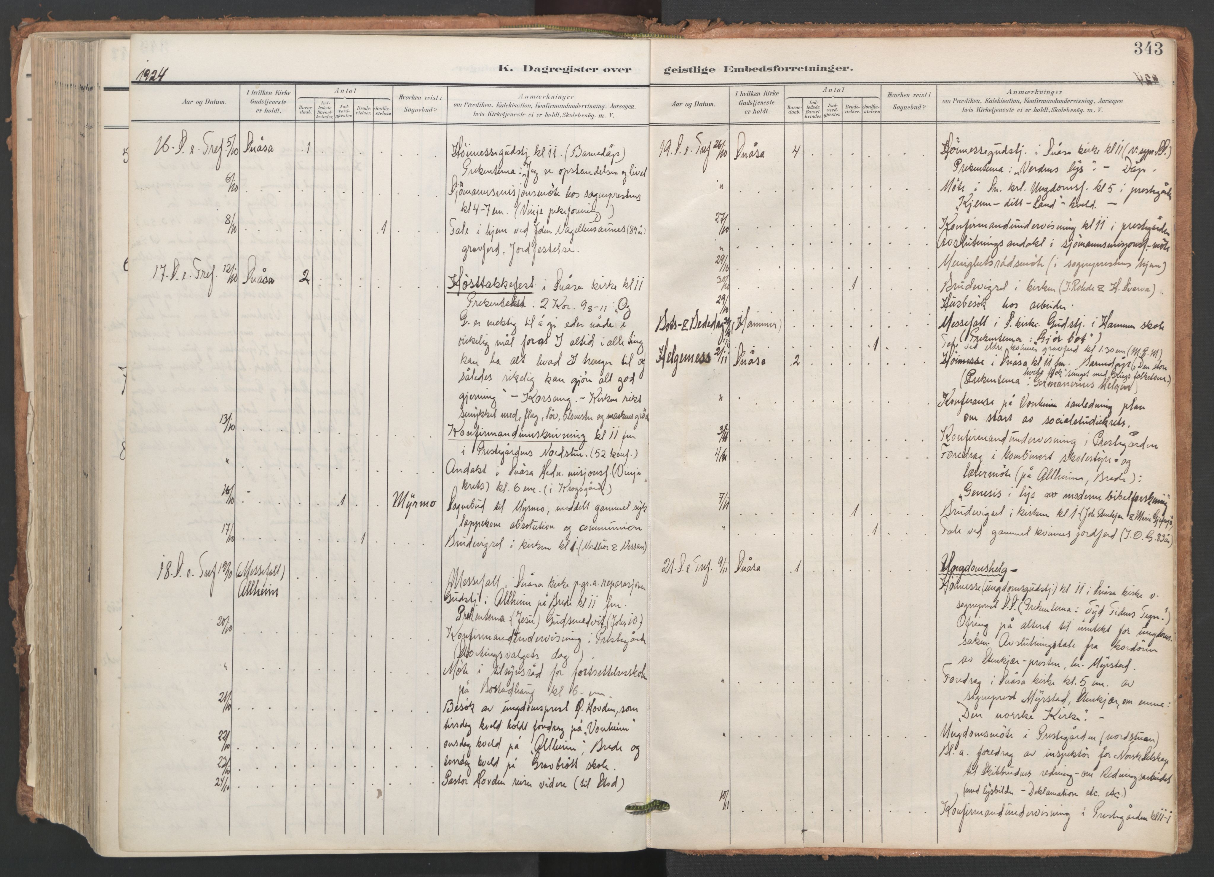 Ministerialprotokoller, klokkerbøker og fødselsregistre - Nord-Trøndelag, AV/SAT-A-1458/749/L0477: Parish register (official) no. 749A11, 1902-1927, p. 343