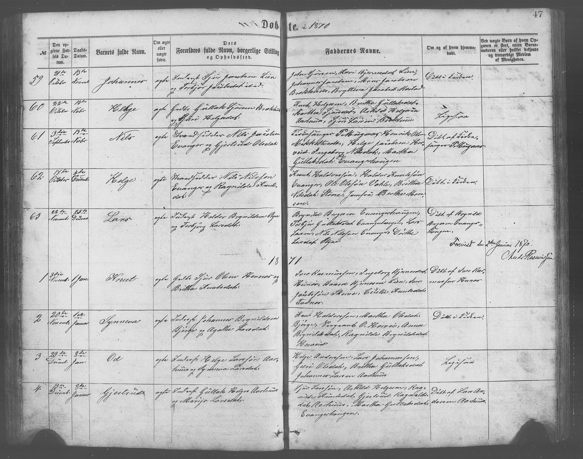Evanger sokneprestembete, SAB/A-99924: Parish register (copy) no. A 2, 1863-1879, p. 47