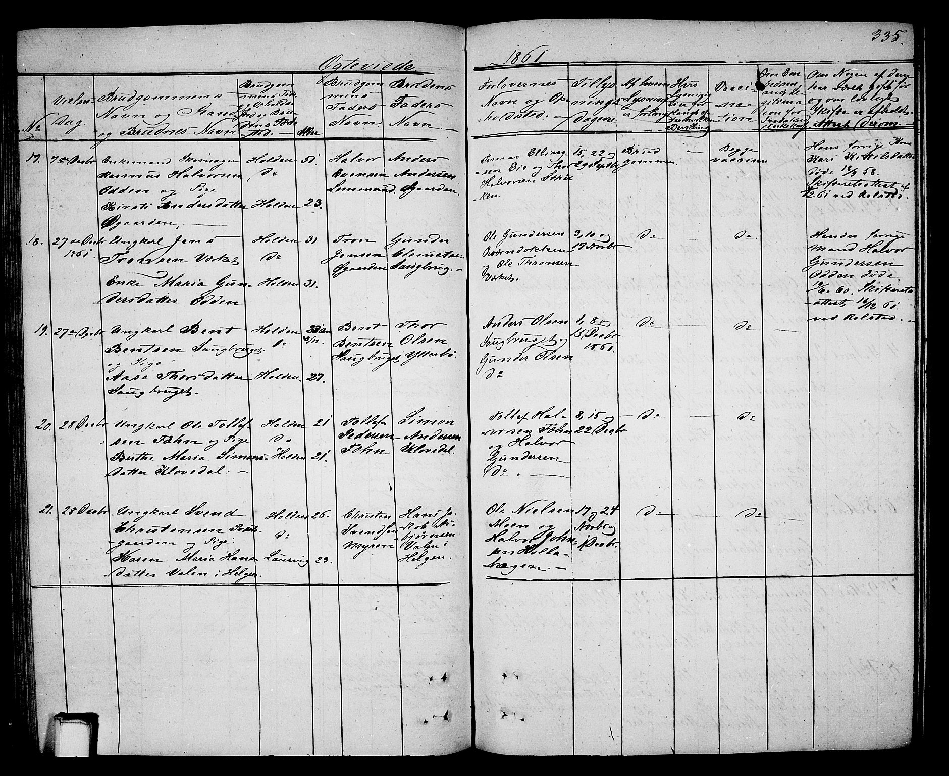 Holla kirkebøker, SAKO/A-272/G/Ga/L0003: Parish register (copy) no. I 3, 1849-1866, p. 335