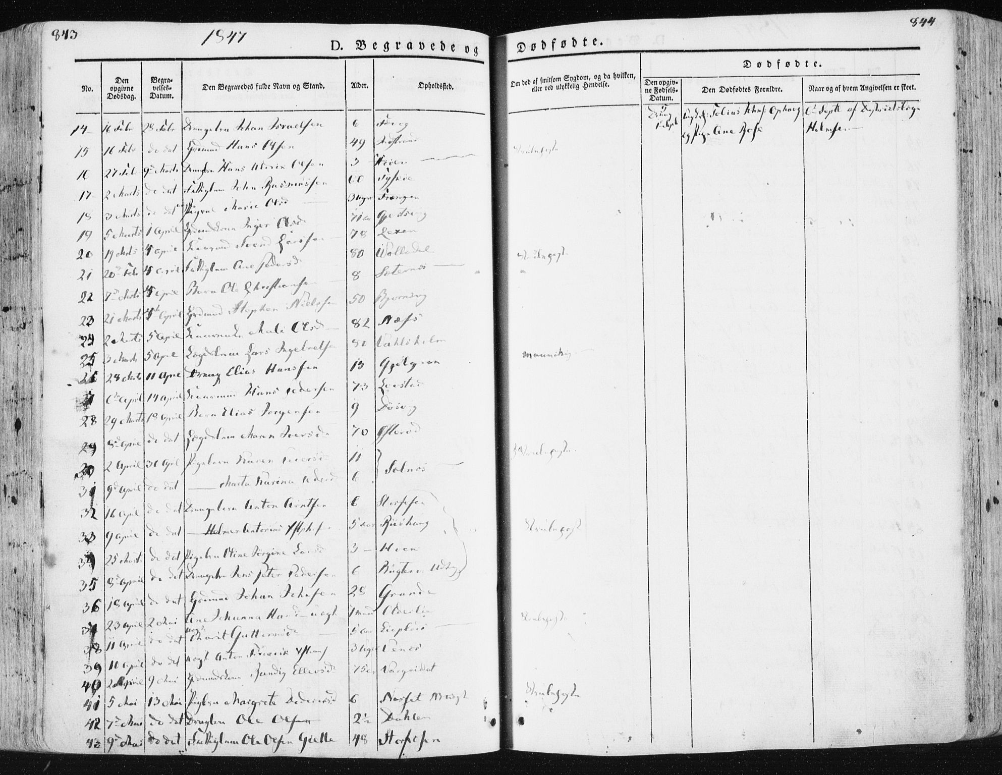 Ministerialprotokoller, klokkerbøker og fødselsregistre - Sør-Trøndelag, SAT/A-1456/659/L0736: Parish register (official) no. 659A06, 1842-1856, p. 843-844