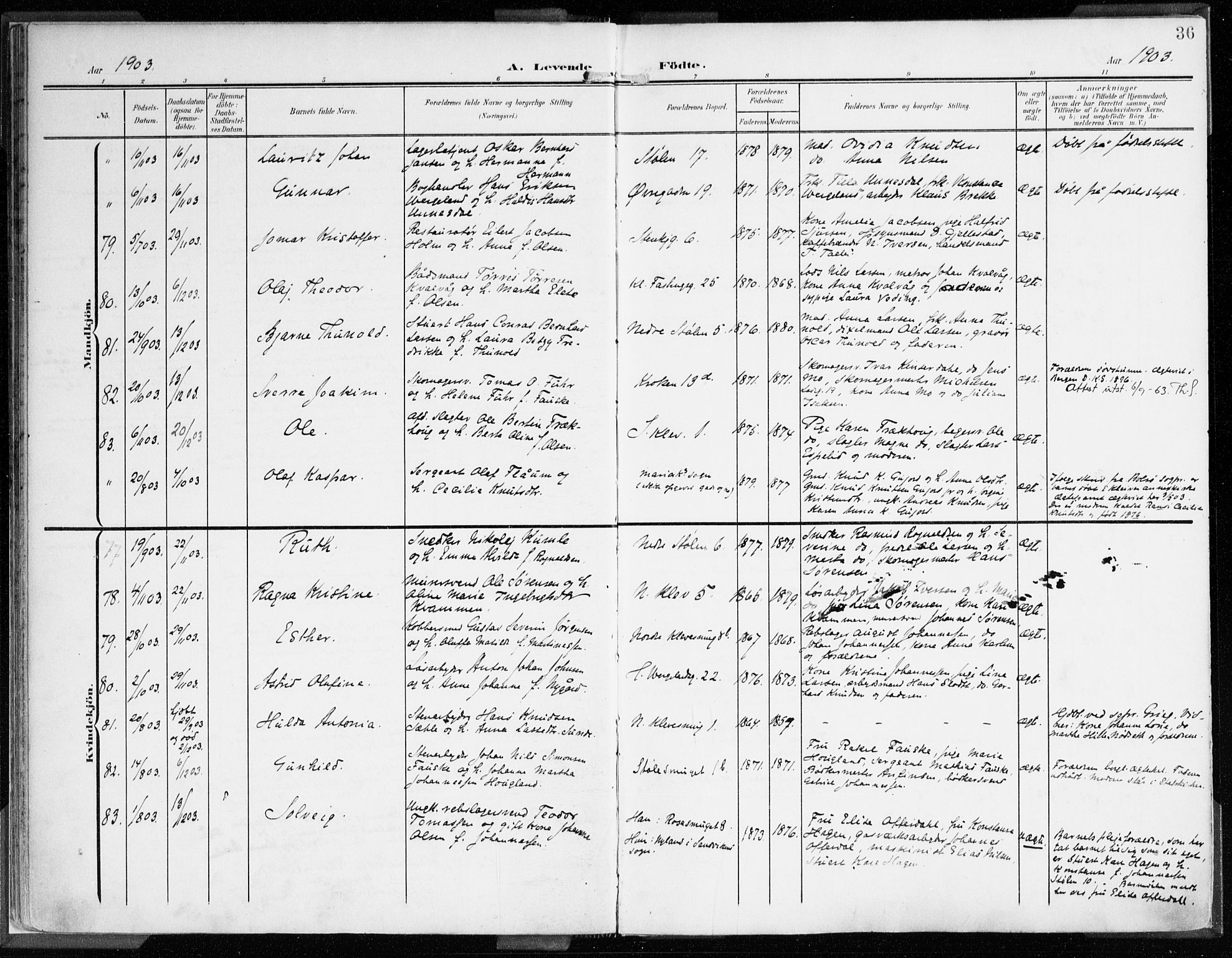 Mariakirken Sokneprestembete, AV/SAB-A-76901/H/Haa/L0010: Parish register (official) no. B 1, 1901-1915, p. 36