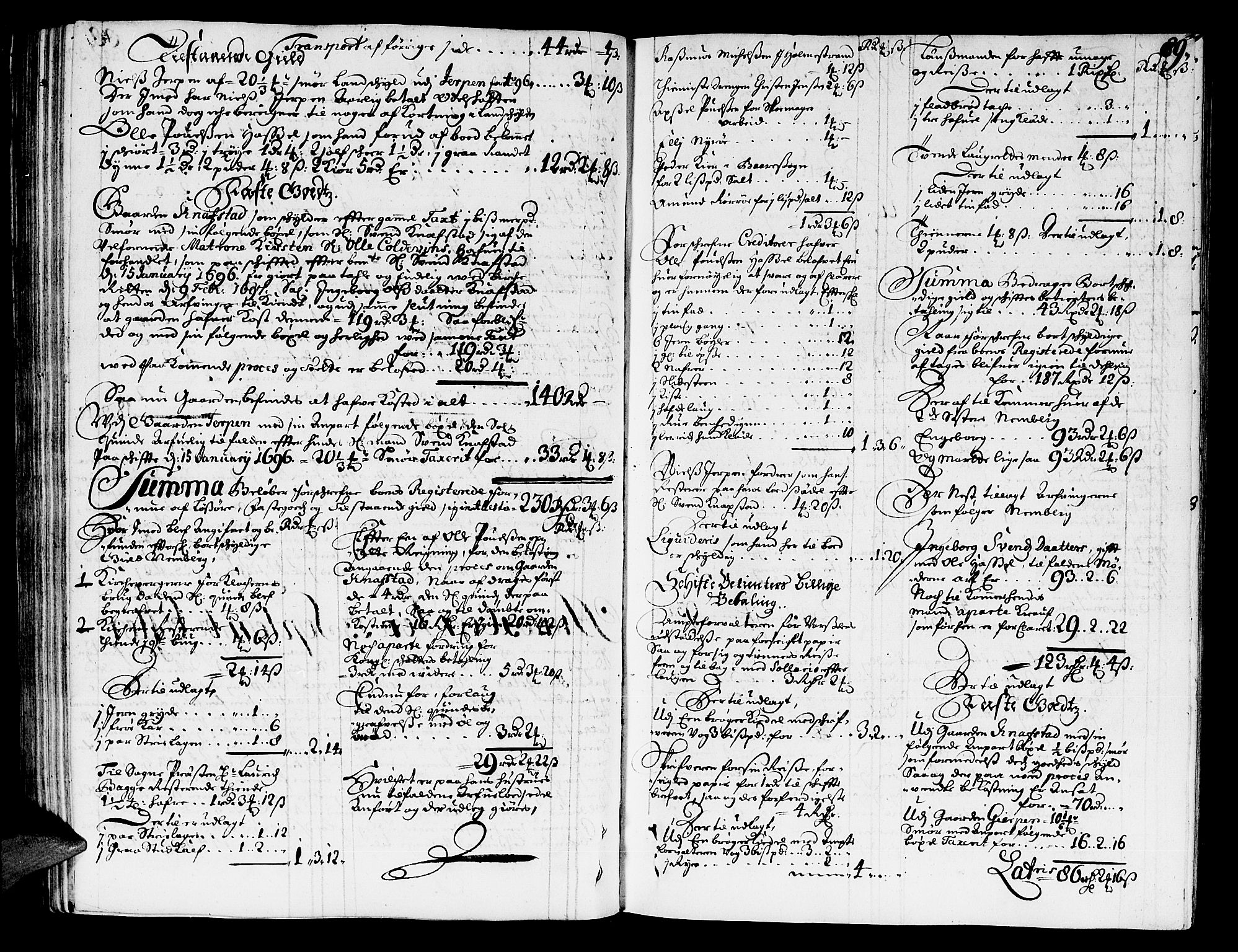 Nordre Jarlsberg sorenskriveri, AV/SAKO-A-80/H/Hc/L0004: Skifteprotokoll, 1696-1701, p. 88b-89a