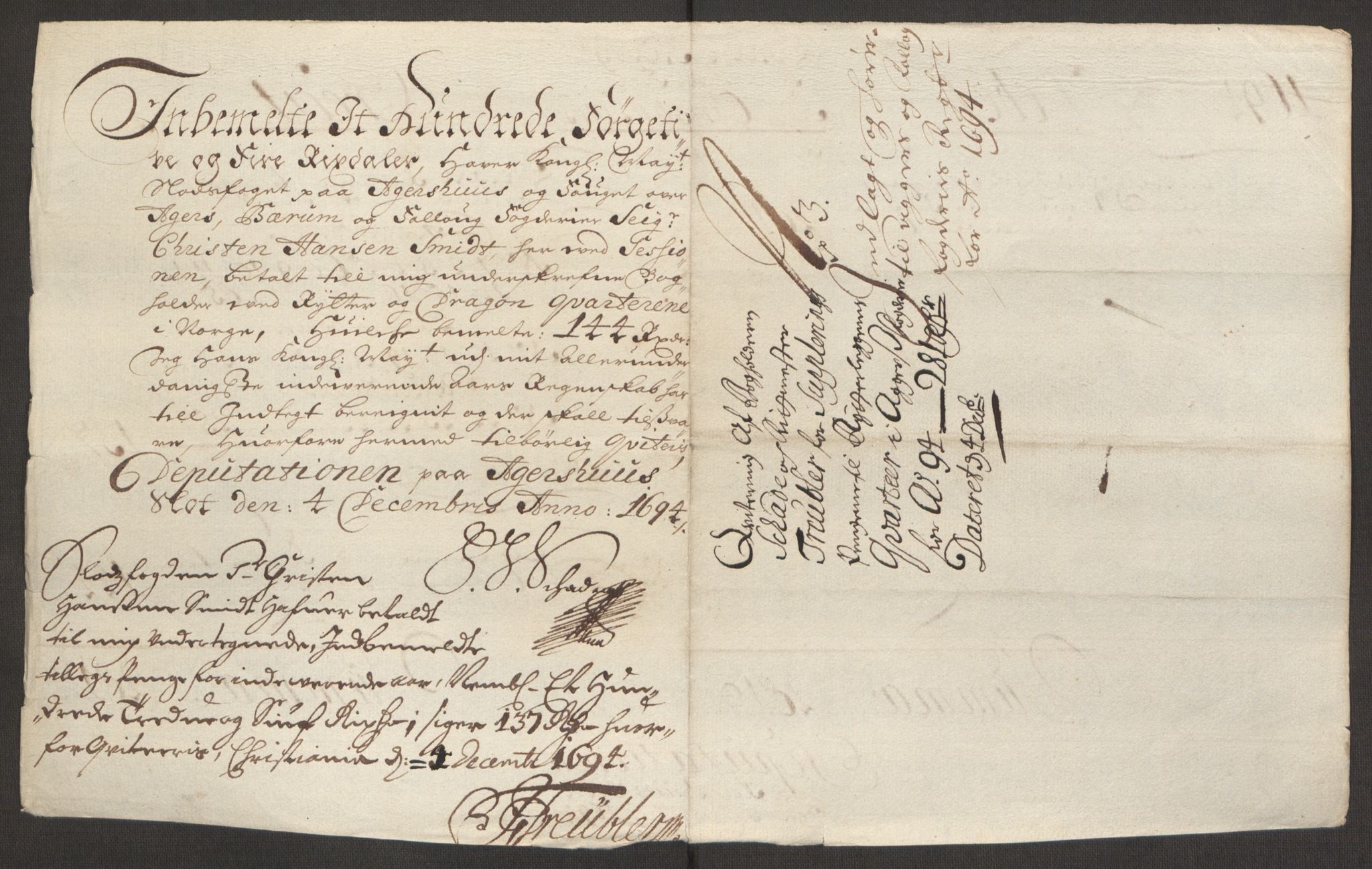 Rentekammeret inntil 1814, Reviderte regnskaper, Fogderegnskap, AV/RA-EA-4092/R10/L0438: Fogderegnskap Aker og Follo, 1694, p. 231