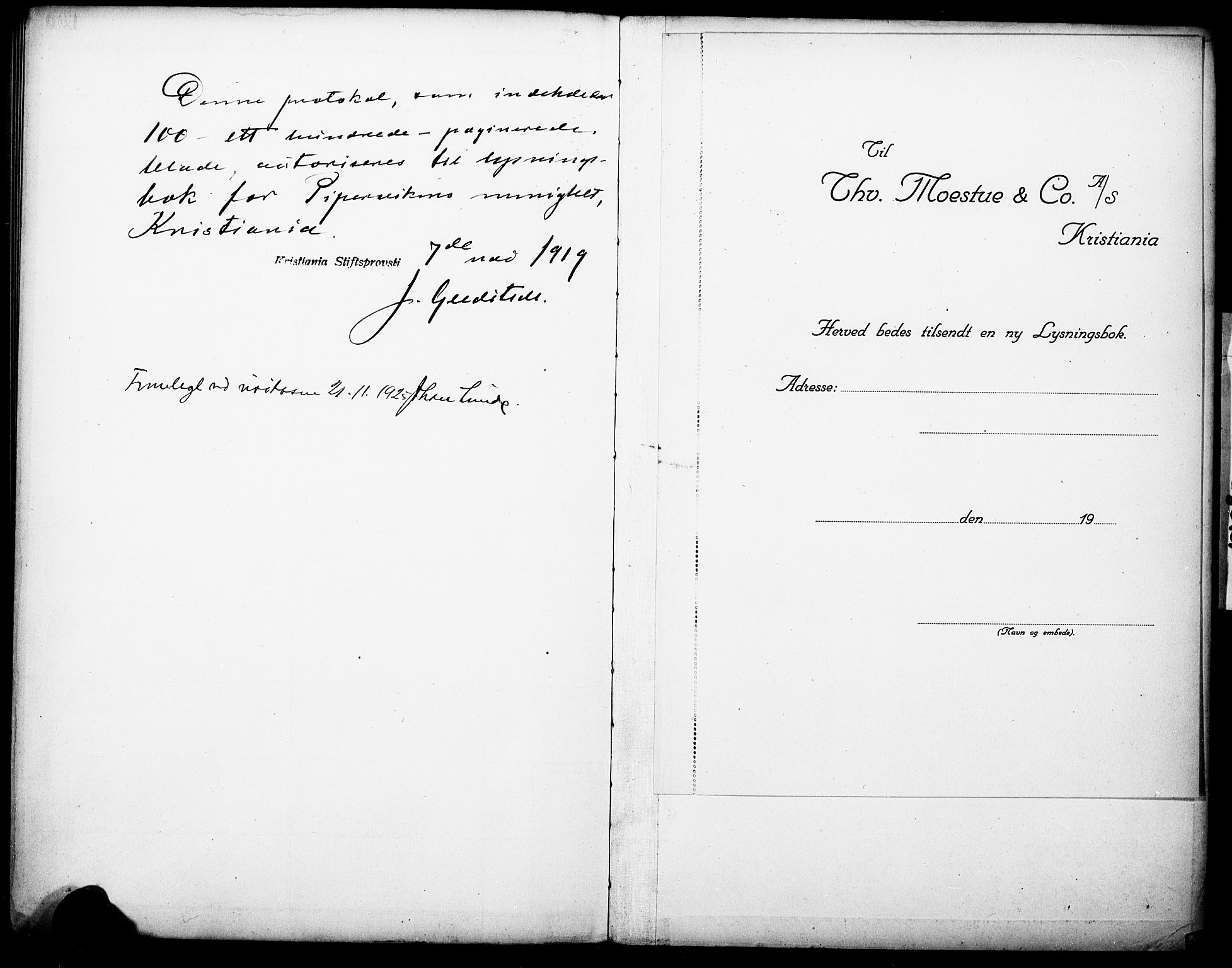 Piperviken prestekontor Kirkebøker, SAO/A-10874/H/L0001: Banns register no. 1, 1919-1930