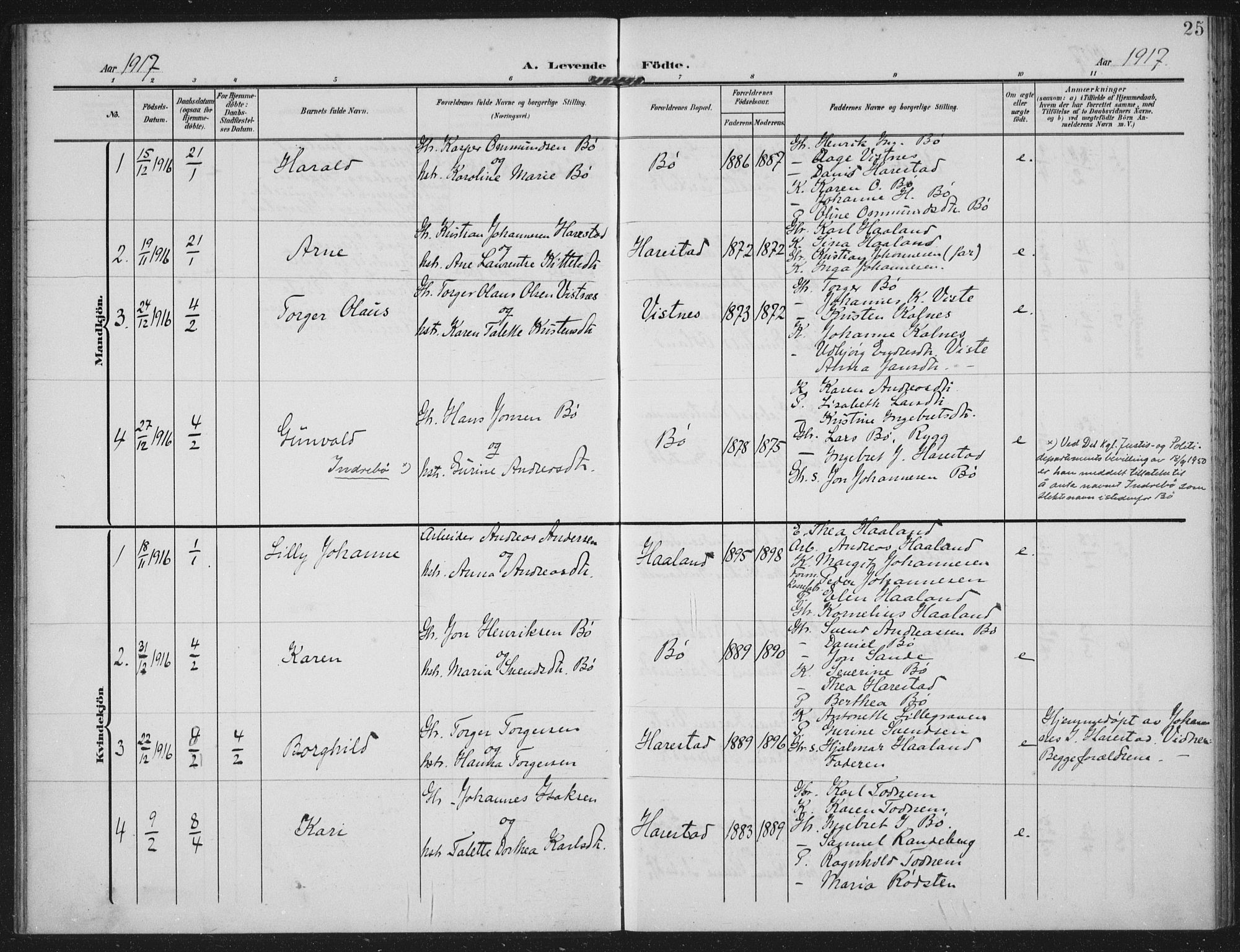 Hetland sokneprestkontor, AV/SAST-A-101826/30/30BA: Parish register (official) no. A 14, 1905-1919, p. 25