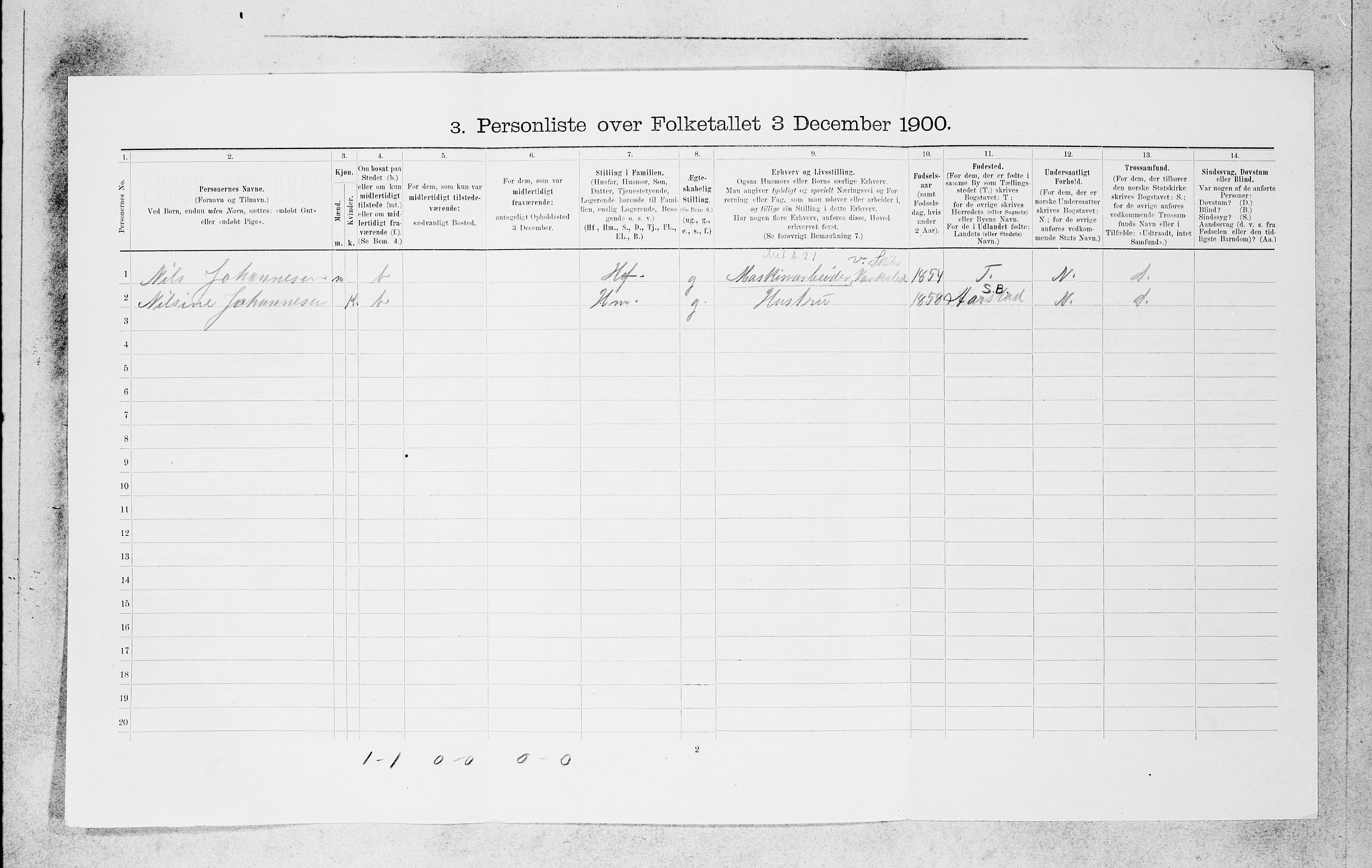 SAB, 1900 census for Bergen, 1900, p. 7559