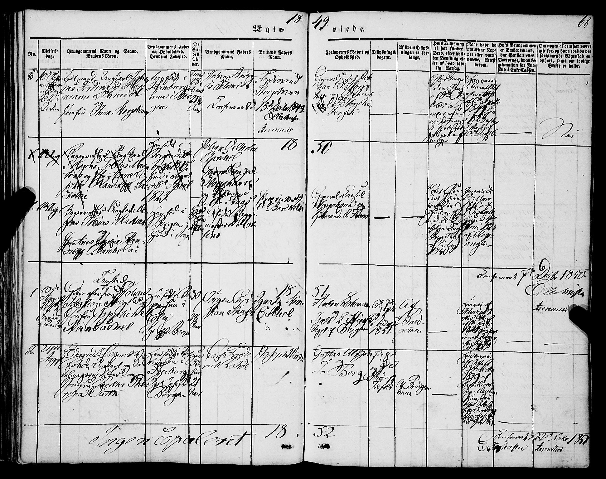 Mariakirken Sokneprestembete, AV/SAB-A-76901/H/Haa/L0006: Parish register (official) no. A 6, 1846-1877, p. 68