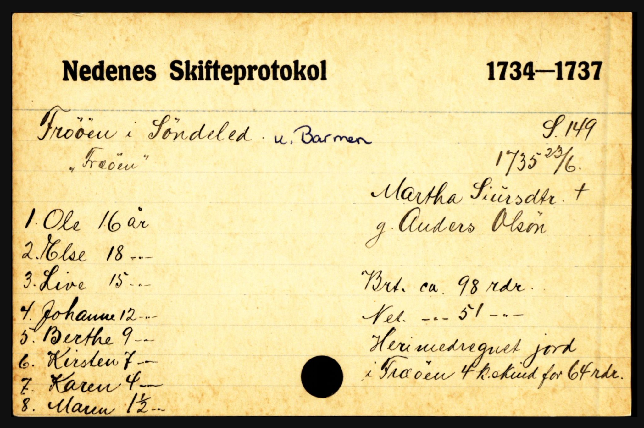 Nedenes sorenskriveri før 1824, AV/SAK-1221-0007/H, p. 2047