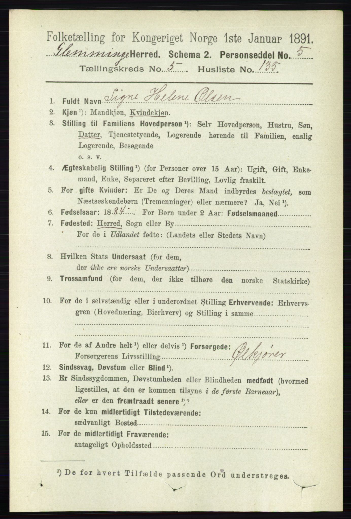 RA, 1891 census for 0132 Glemmen, 1891, p. 7173