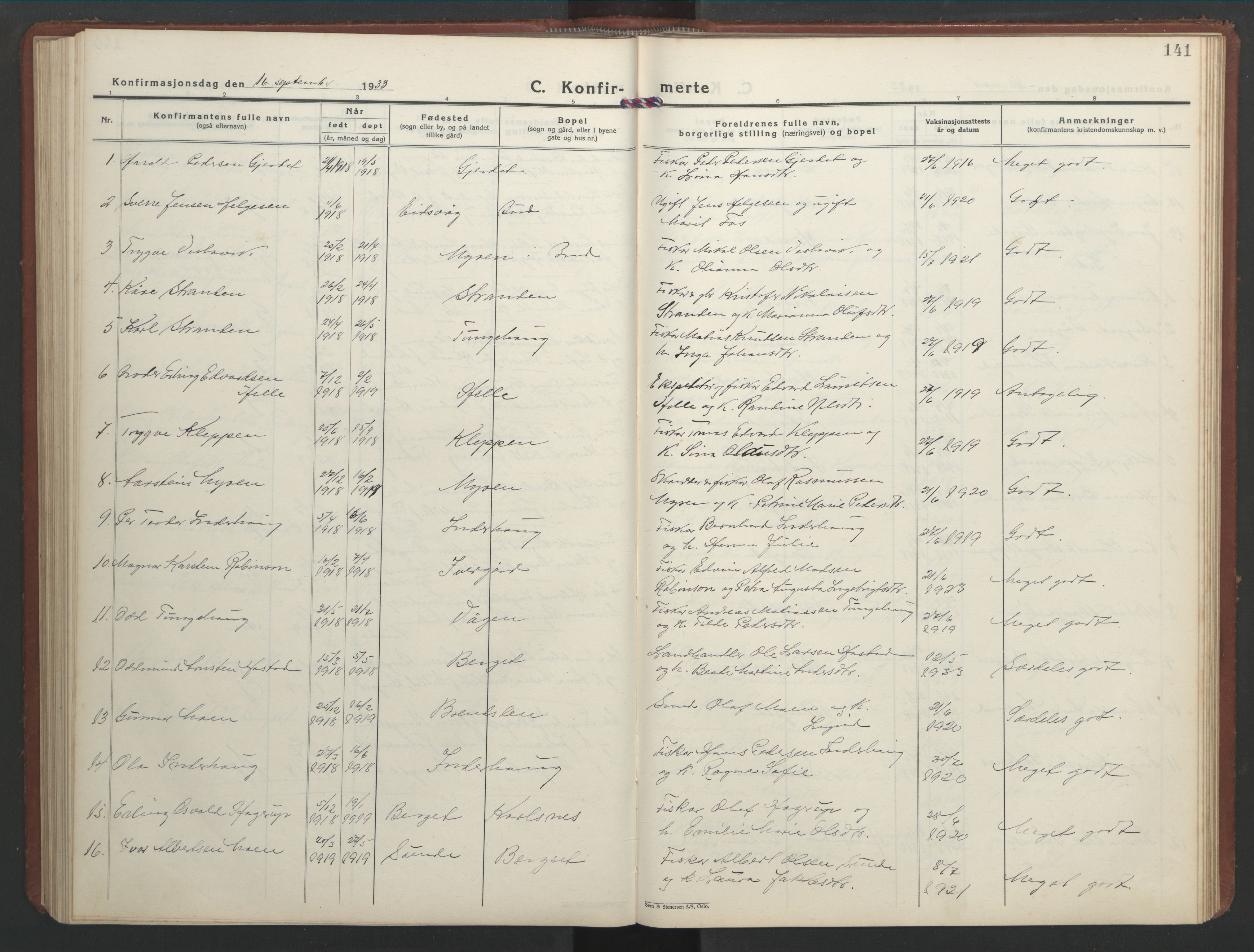 Ministerialprotokoller, klokkerbøker og fødselsregistre - Møre og Romsdal, AV/SAT-A-1454/566/L0775: Parish register (copy) no. 566C04, 1930-1946, p. 141