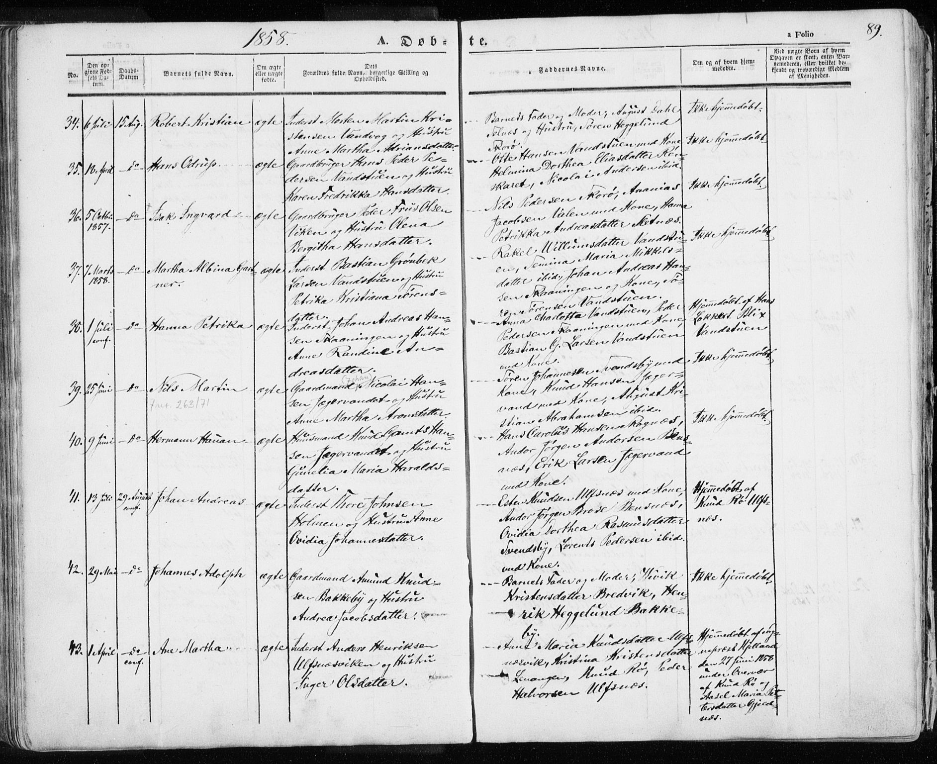 Karlsøy sokneprestembete, SATØ/S-1299/H/Ha/Haa/L0003kirke: Parish register (official) no. 3, 1843-1860, p. 89