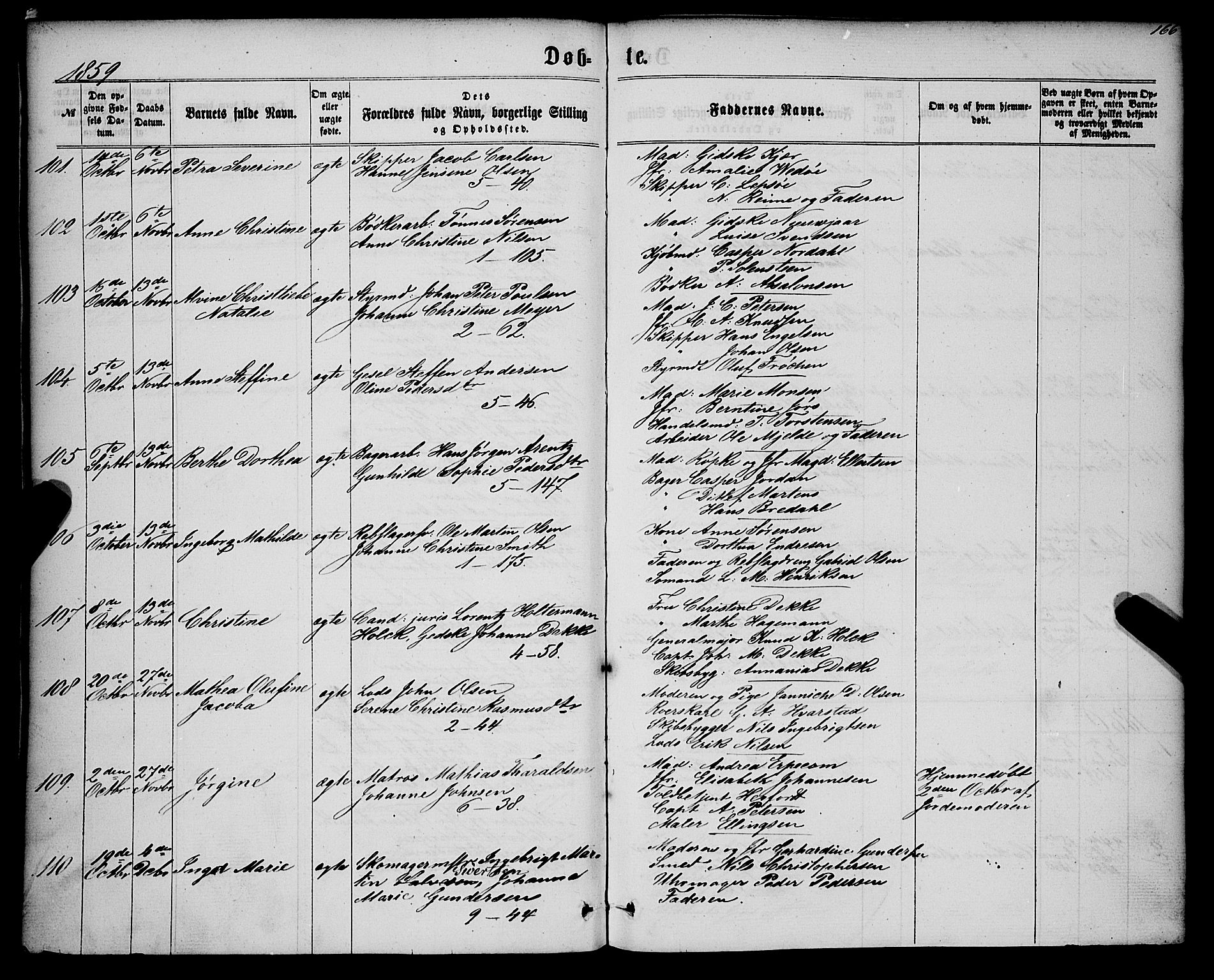 Nykirken Sokneprestembete, SAB/A-77101/H/Haa/L0015: Parish register (official) no. B 2, 1858-1869, p. 166