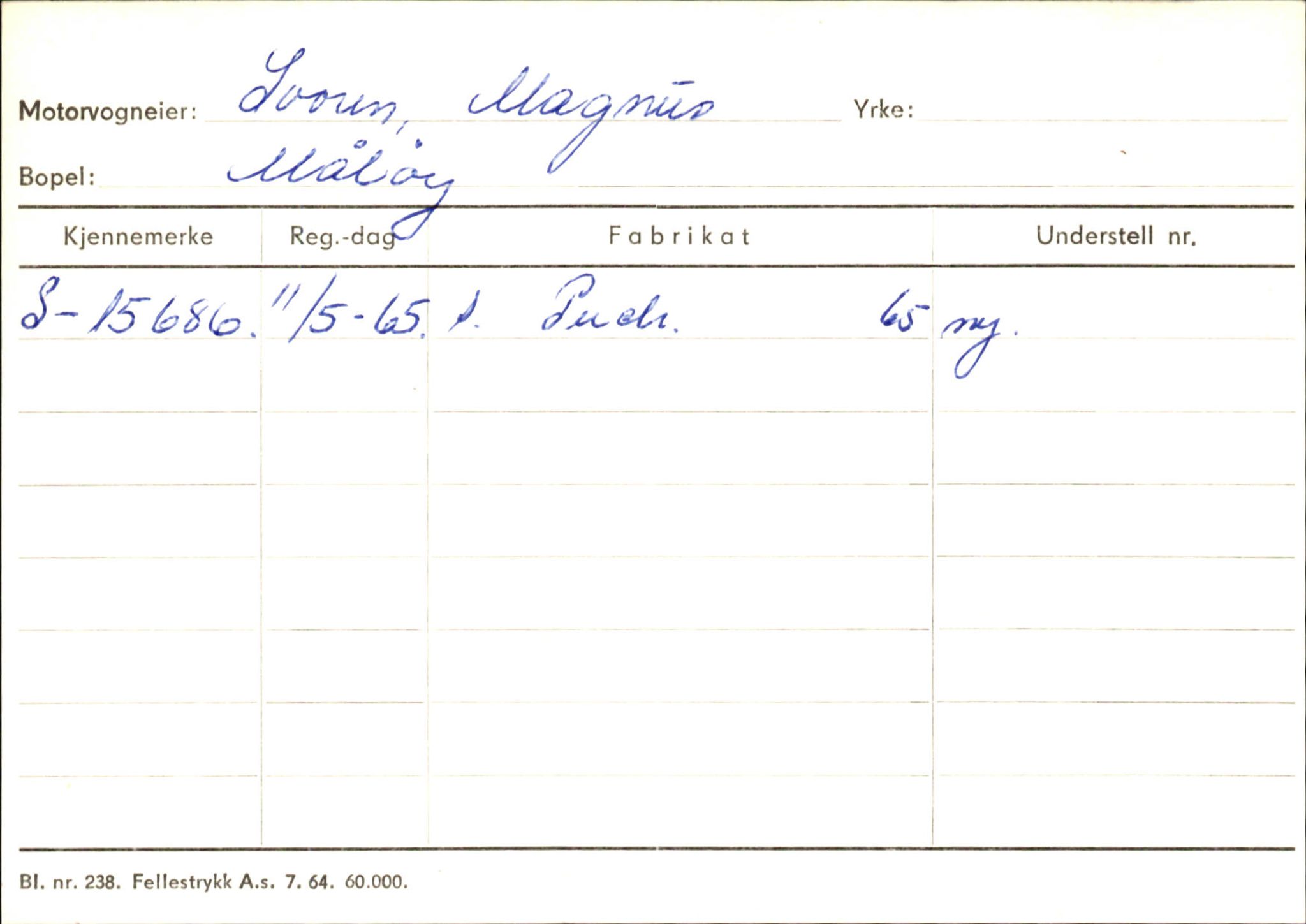 Statens vegvesen, Sogn og Fjordane vegkontor, SAB/A-5301/4/F/L0145: Registerkort Vågsøy S-Å. Årdal I-P, 1945-1975, p. 320