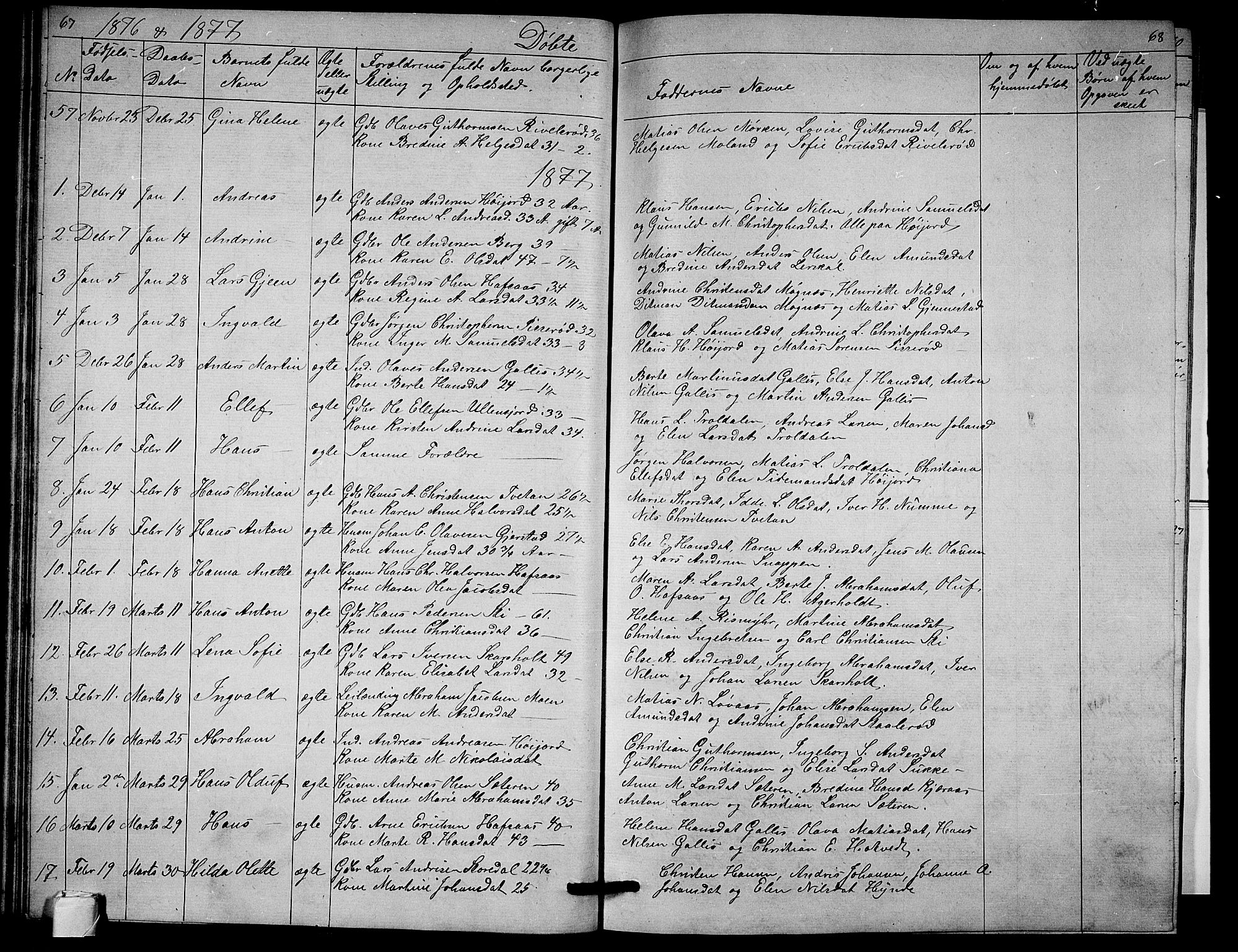 Andebu kirkebøker, SAKO/A-336/G/Ga/L0004: Parish register (copy) no. I 4, 1868-1882, p. 67-68