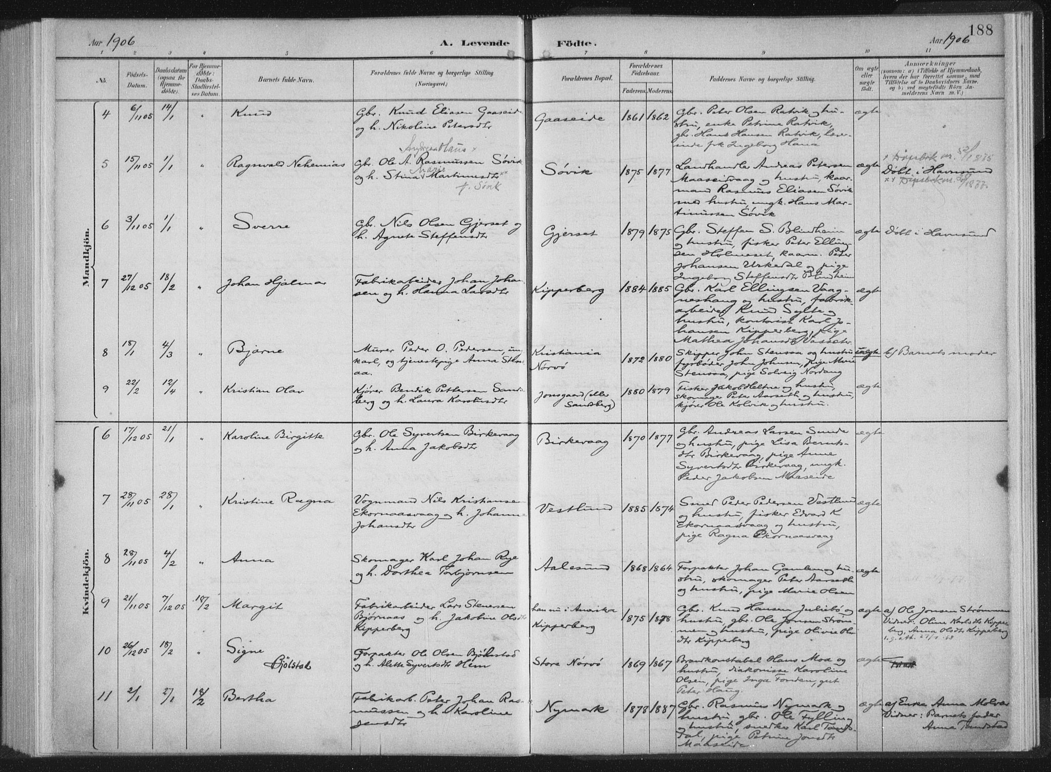 Ministerialprotokoller, klokkerbøker og fødselsregistre - Møre og Romsdal, AV/SAT-A-1454/528/L0405: Parish register (official) no. 528A14, 1891-1906, p. 188