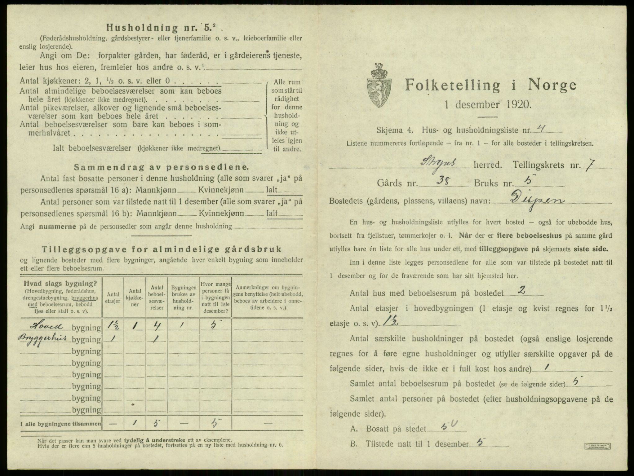 SAB, 1920 census for Stryn, 1920, p. 403