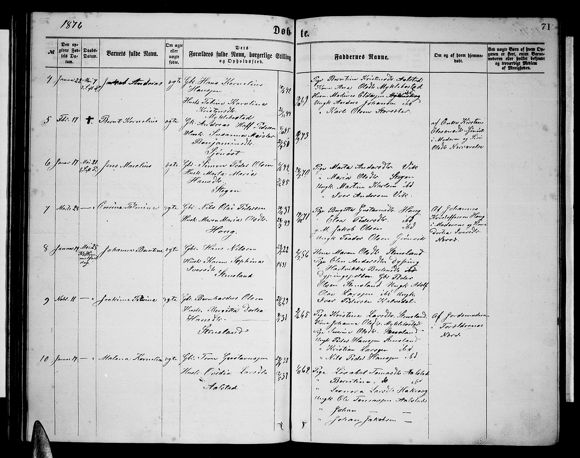 Ministerialprotokoller, klokkerbøker og fødselsregistre - Nordland, AV/SAT-A-1459/855/L0815: Parish register (copy) no. 855C04, 1865-1878, p. 71