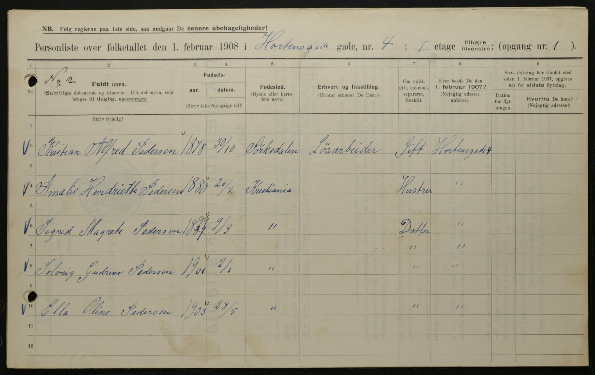 OBA, Municipal Census 1908 for Kristiania, 1908, p. 37248