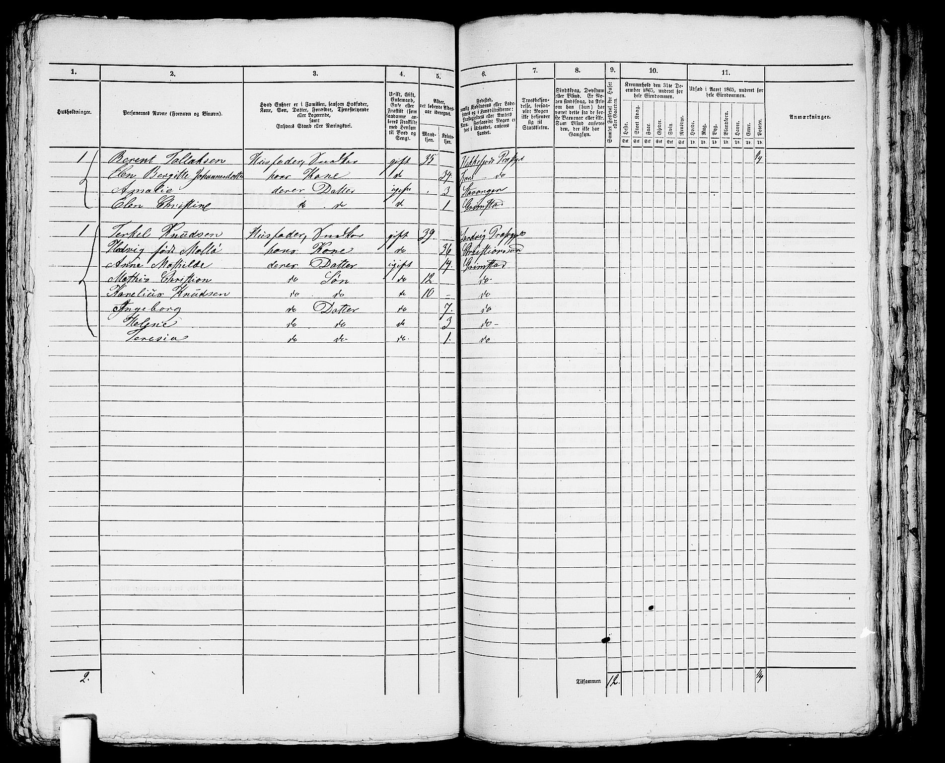 RA, 1865 census for Fjære/Grimstad, 1865, p. 284