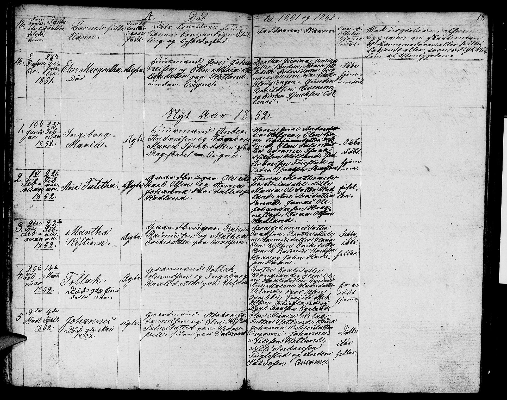 Eigersund sokneprestkontor, SAST/A-101807/S09/L0003: Parish register (copy) no. B 3, 1846-1875, p. 18