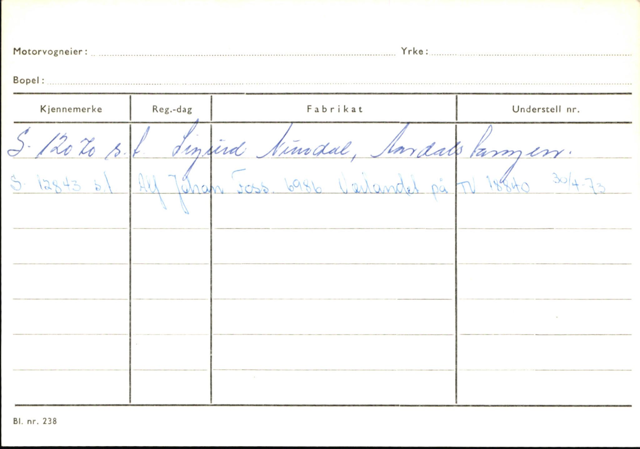 Statens vegvesen, Sogn og Fjordane vegkontor, AV/SAB-A-5301/4/F/L0145: Registerkort Vågsøy S-Å. Årdal I-P, 1945-1975, p. 2086