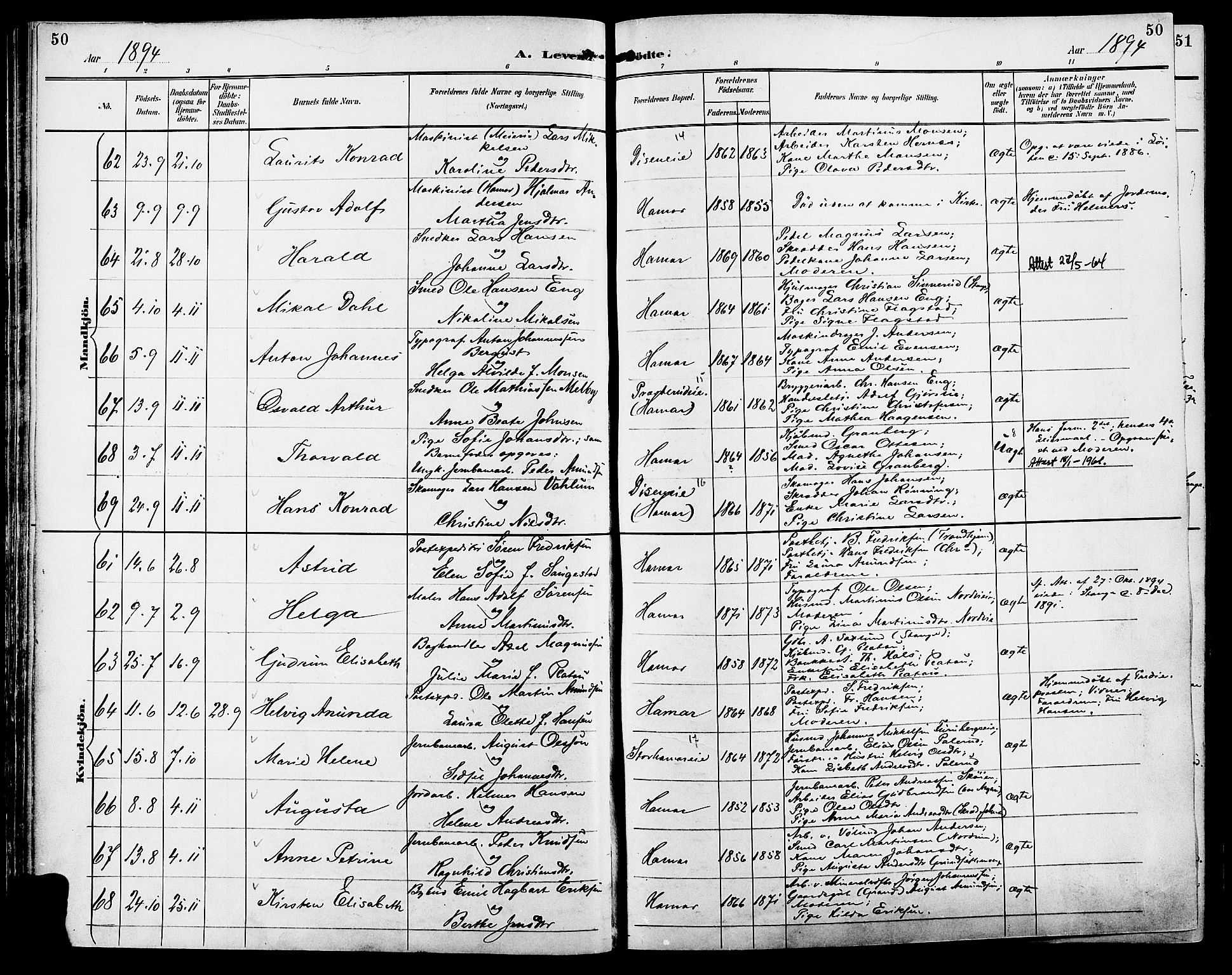 Vang prestekontor, Hedmark, SAH/PREST-008/H/Ha/Haa/L0017: Parish register (official) no. 17, 1890-1899, p. 50