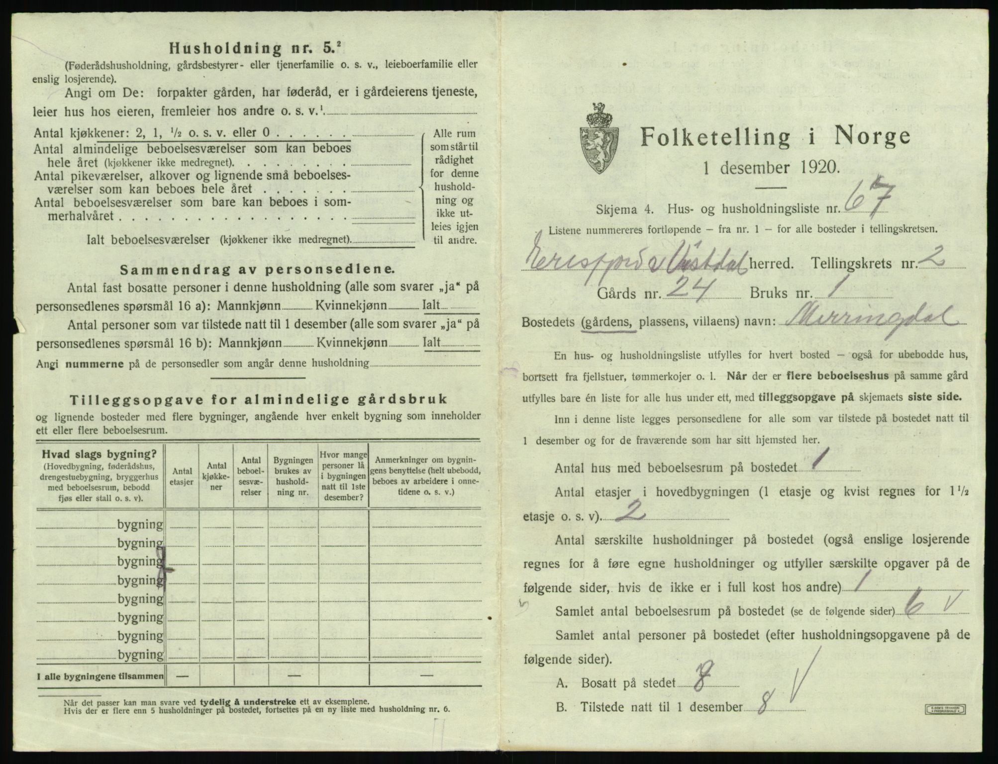 SAT, 1920 census for Eresfjord og Vistdal, 1920, p. 229