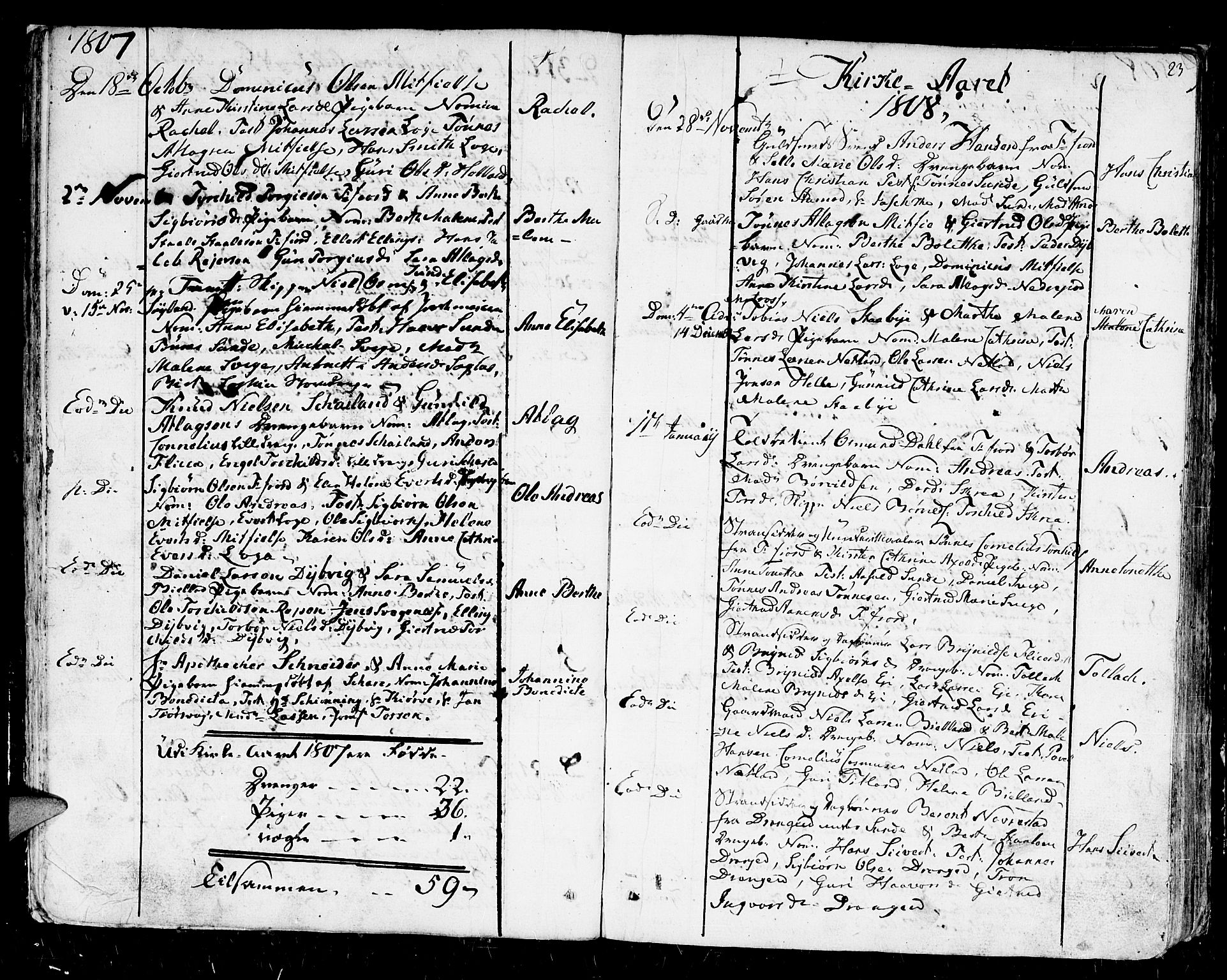 Flekkefjord sokneprestkontor, SAK/1111-0012/F/Fb/Fbc/L0002: Parish register (copy) no. B 2, 1801-1816, p. 23