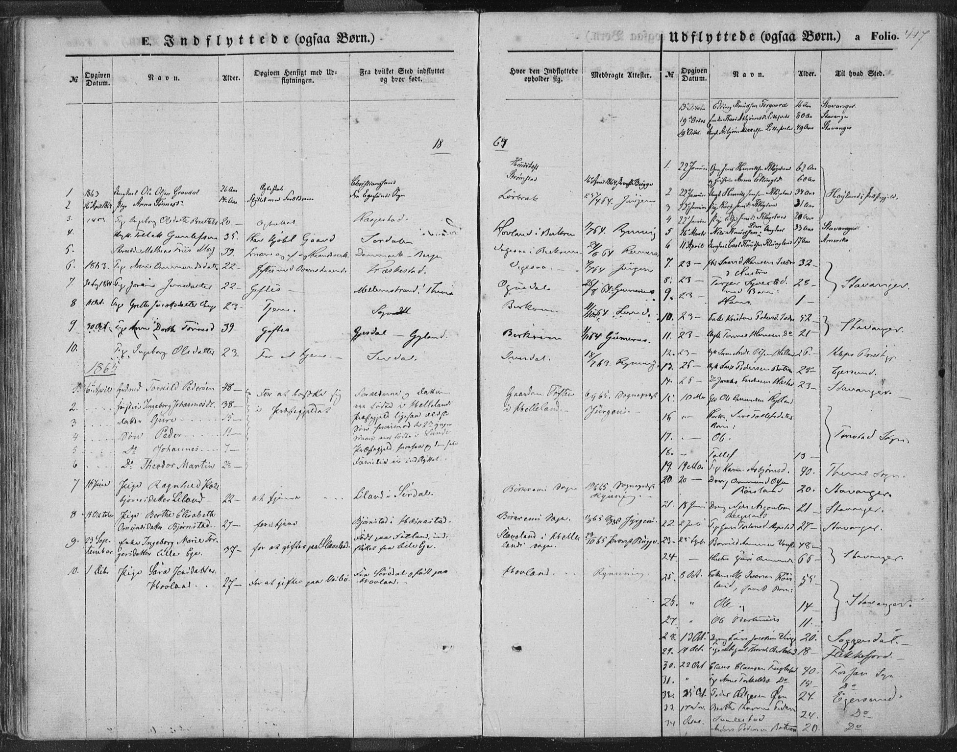 Helleland sokneprestkontor, SAST/A-101810: Parish register (official) no. A 7.2, 1863-1886, p. 417