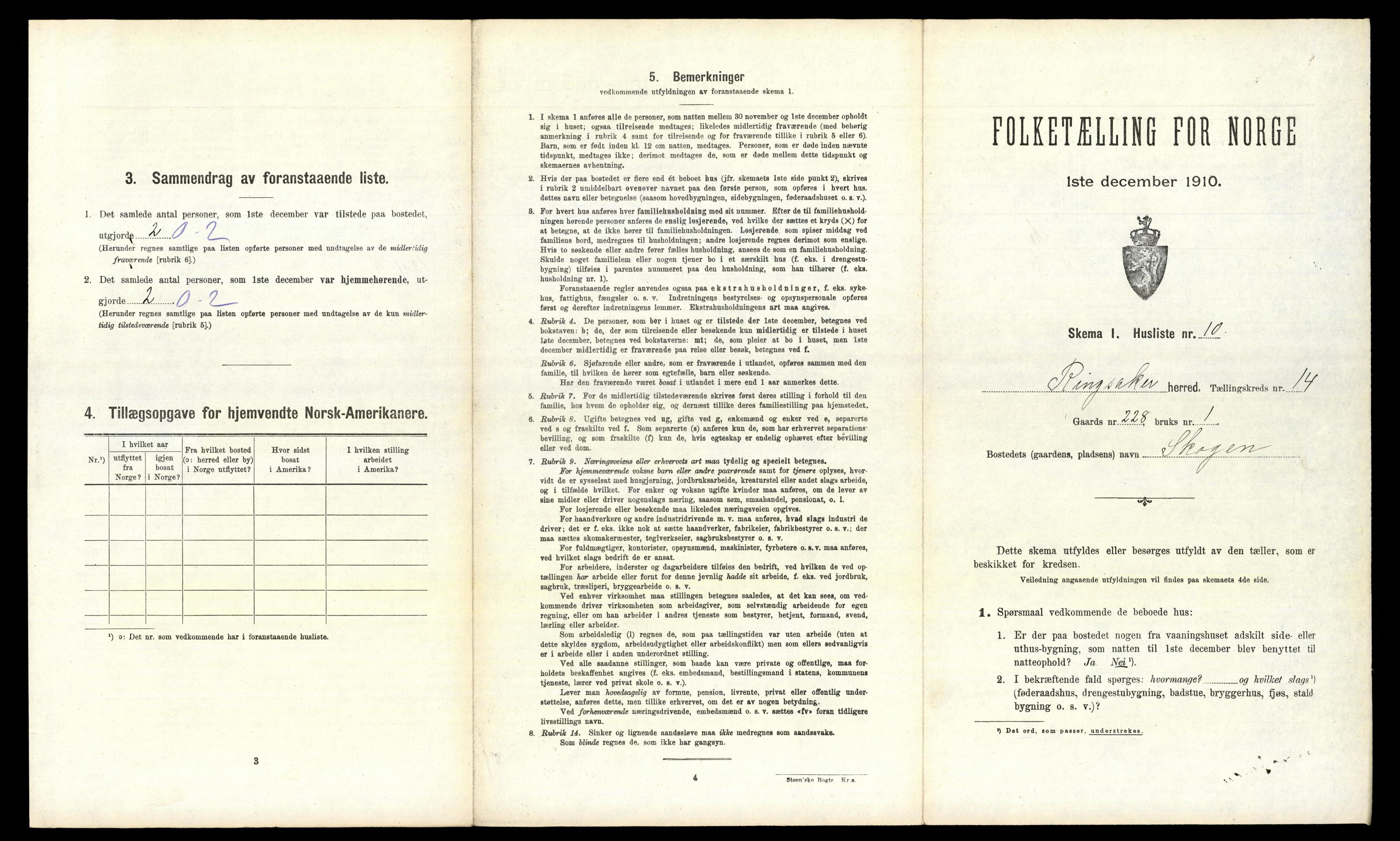 RA, 1910 census for Ringsaker, 1910, p. 2763