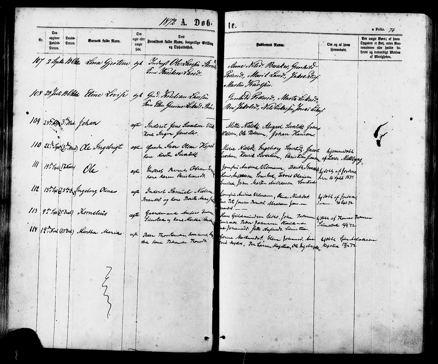 Ministerialprotokoller, klokkerbøker og fødselsregistre - Sør-Trøndelag, SAT/A-1456/657/L0706: Parish register (official) no. 657A07, 1867-1878, p. 74