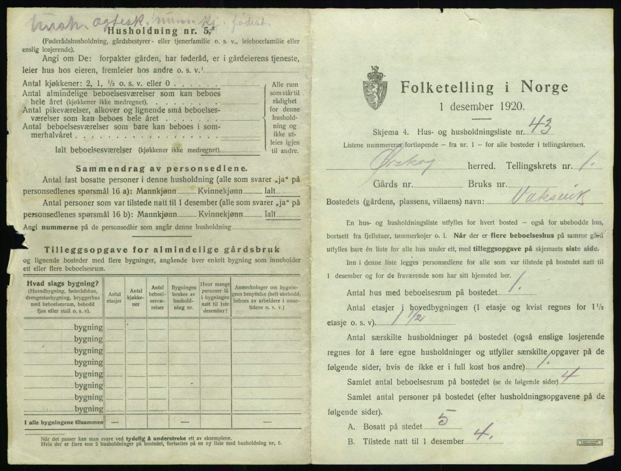 SAT, 1920 census for Ørskog, 1920, p. 122