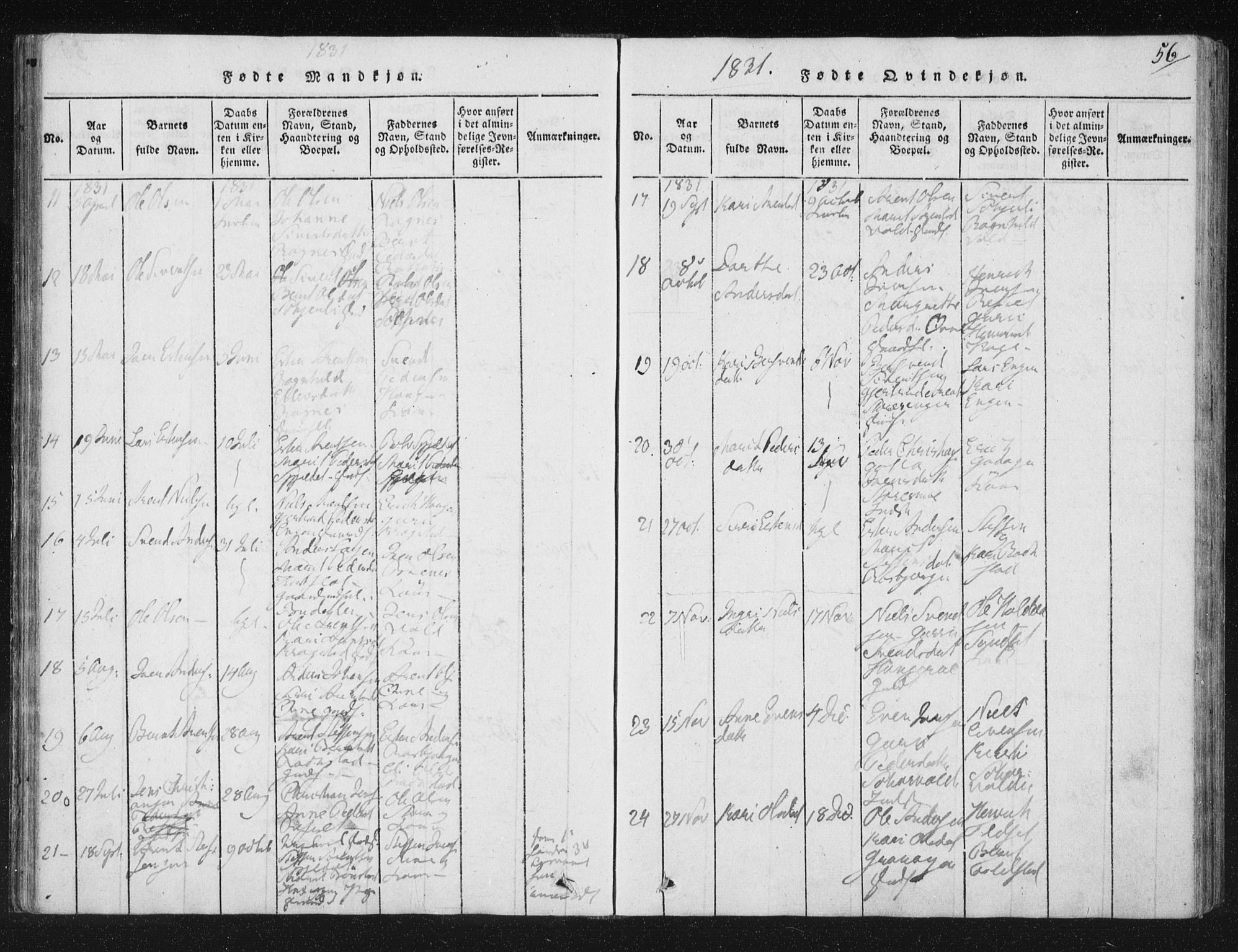 Ministerialprotokoller, klokkerbøker og fødselsregistre - Sør-Trøndelag, SAT/A-1456/687/L0996: Parish register (official) no. 687A04, 1816-1842, p. 56
