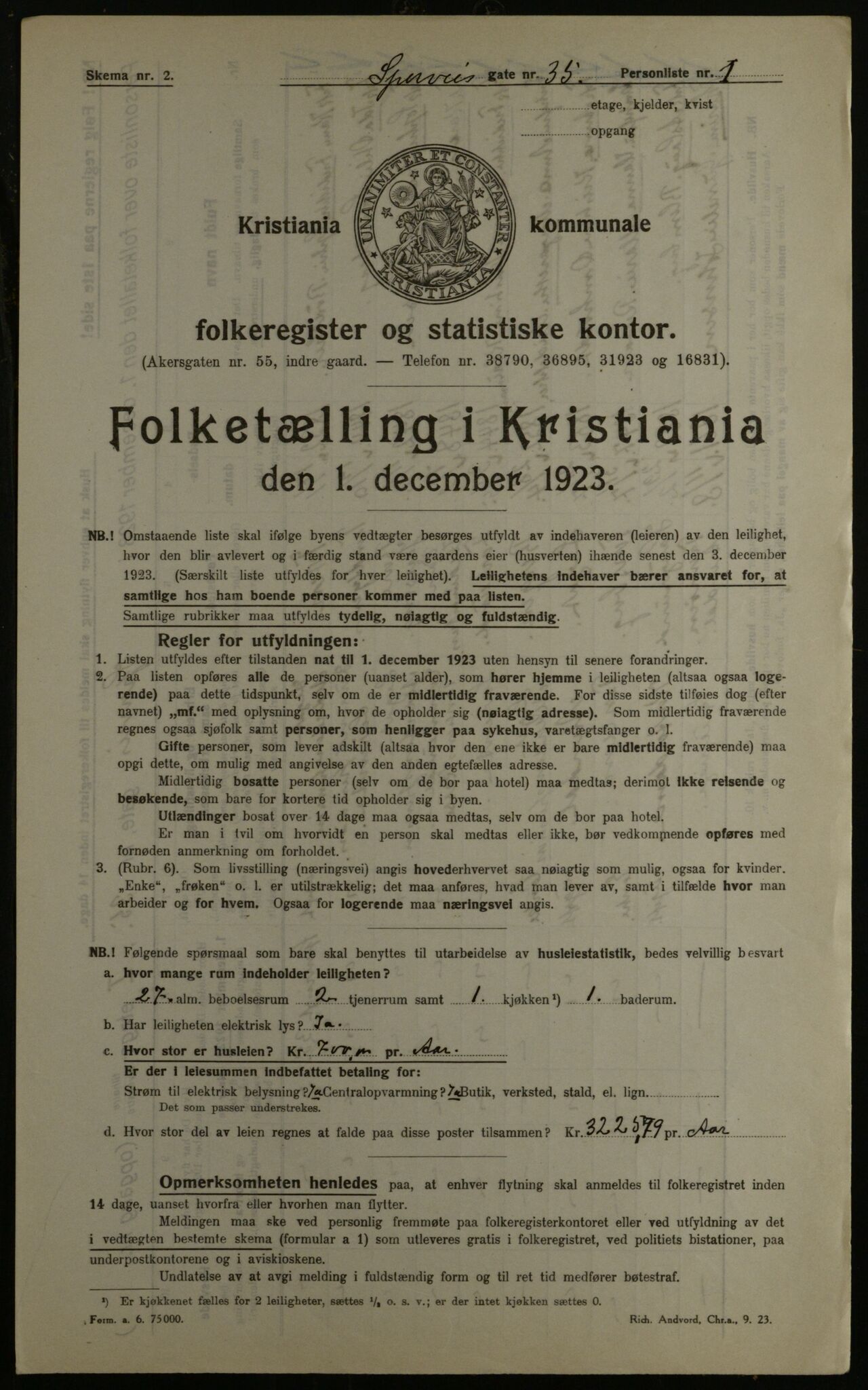 OBA, Municipal Census 1923 for Kristiania, 1923, p. 111133