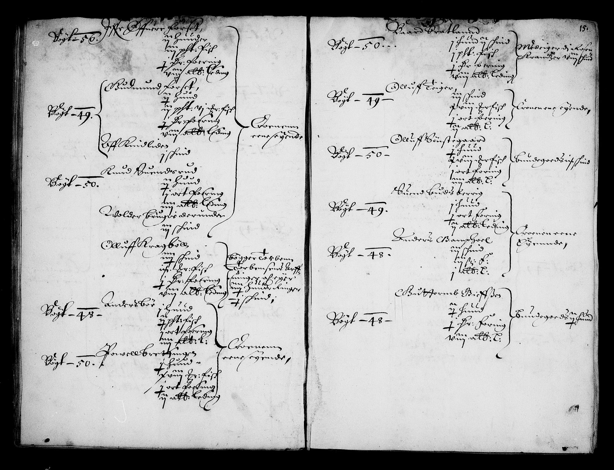 Rentekammeret inntil 1814, Realistisk ordnet avdeling, AV/RA-EA-4070/N/Na/L0001: [XI f]: Akershus stifts jordebok, 1652, p. 14b-15a