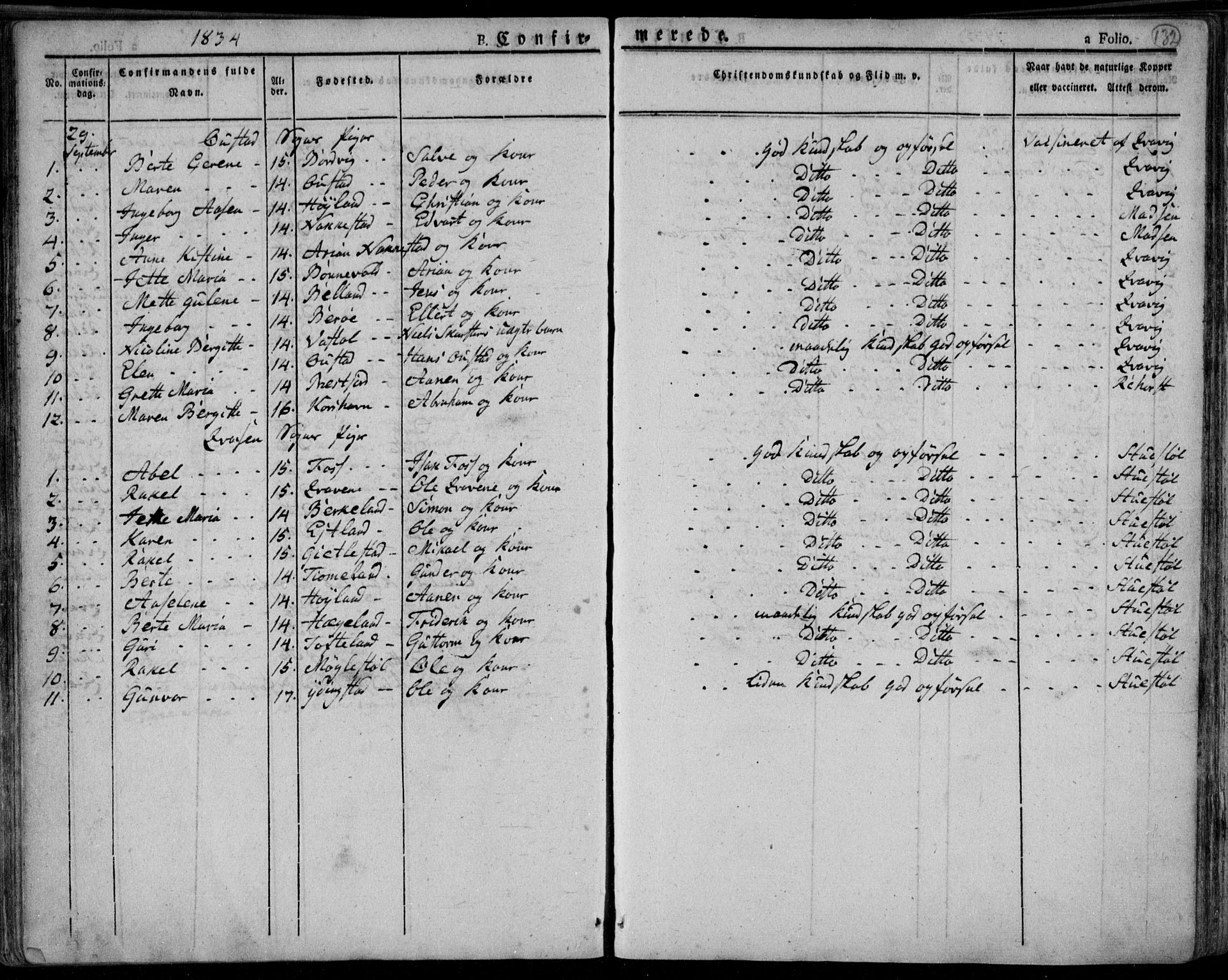 Lyngdal sokneprestkontor, AV/SAK-1111-0029/F/Fa/Fac/L0007: Parish register (official) no. A 7, 1825-1838, p. 132