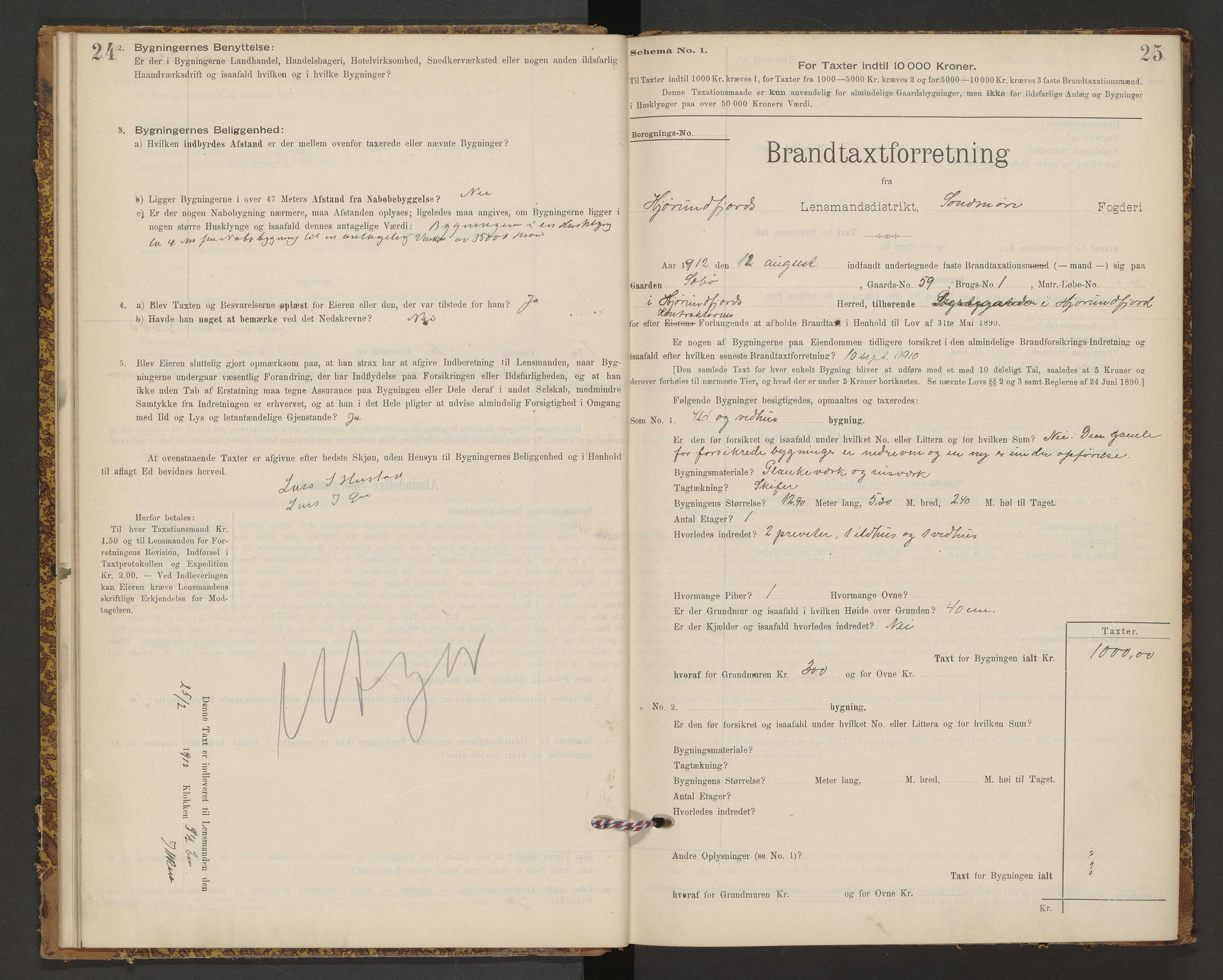 Norges Brannkasse Hjørundfjord, AV/SAT-A-5490/F/Fb/L0001: Branntakstprotokoll, 1911-1949, p. 24-25