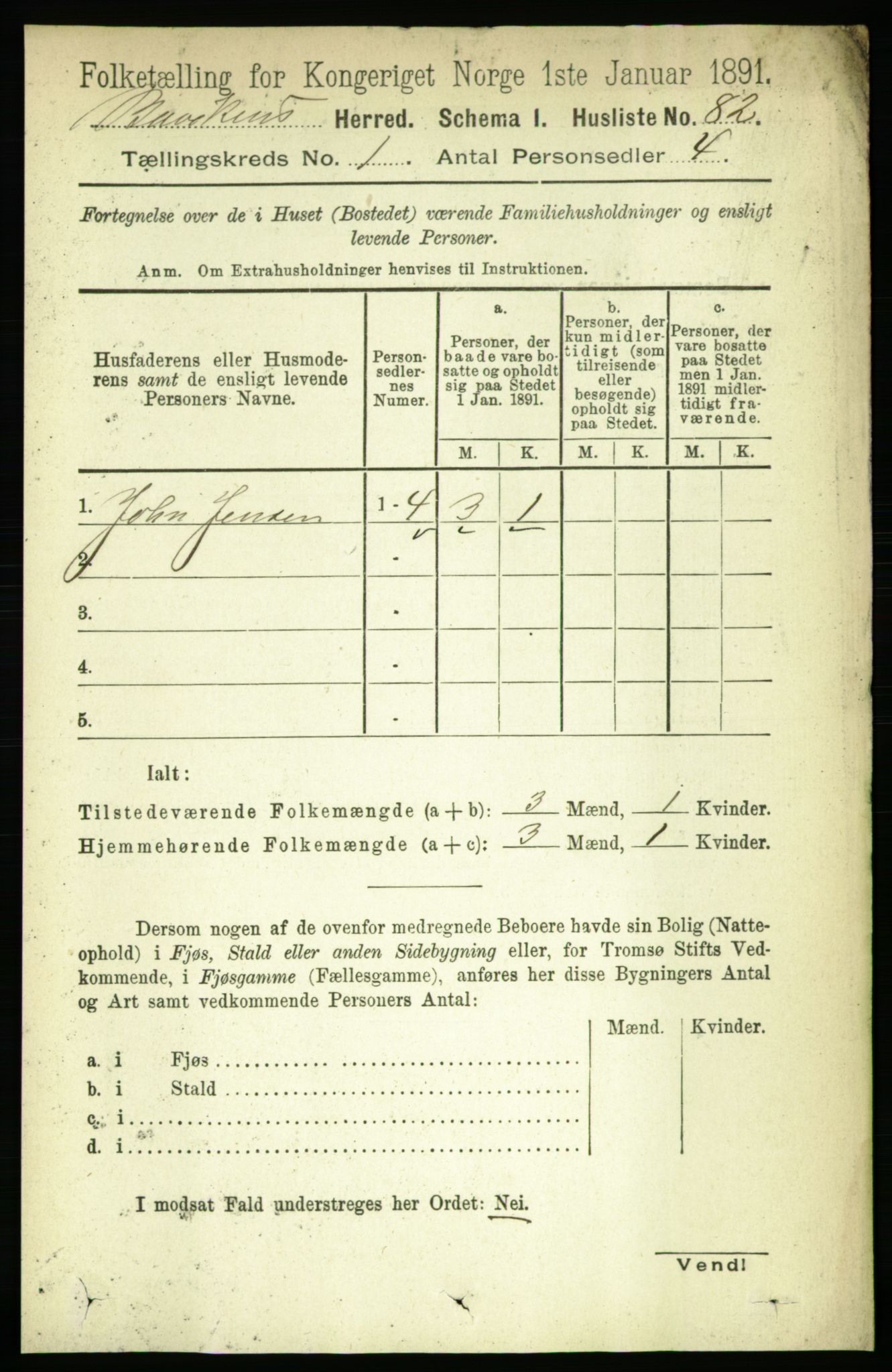 RA, 1891 census for 1656 Buvik, 1891, p. 93