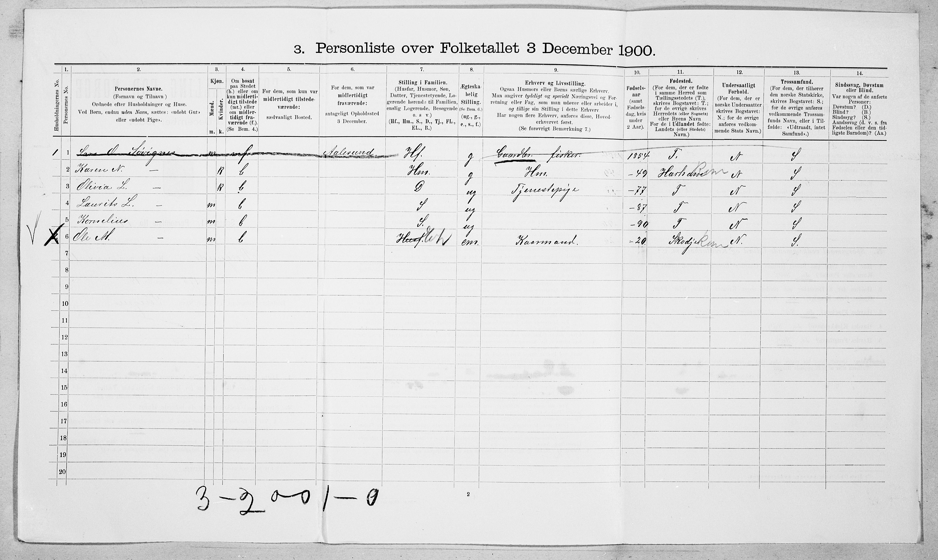 SAT, 1900 census for Borgund, 1900, p. 133