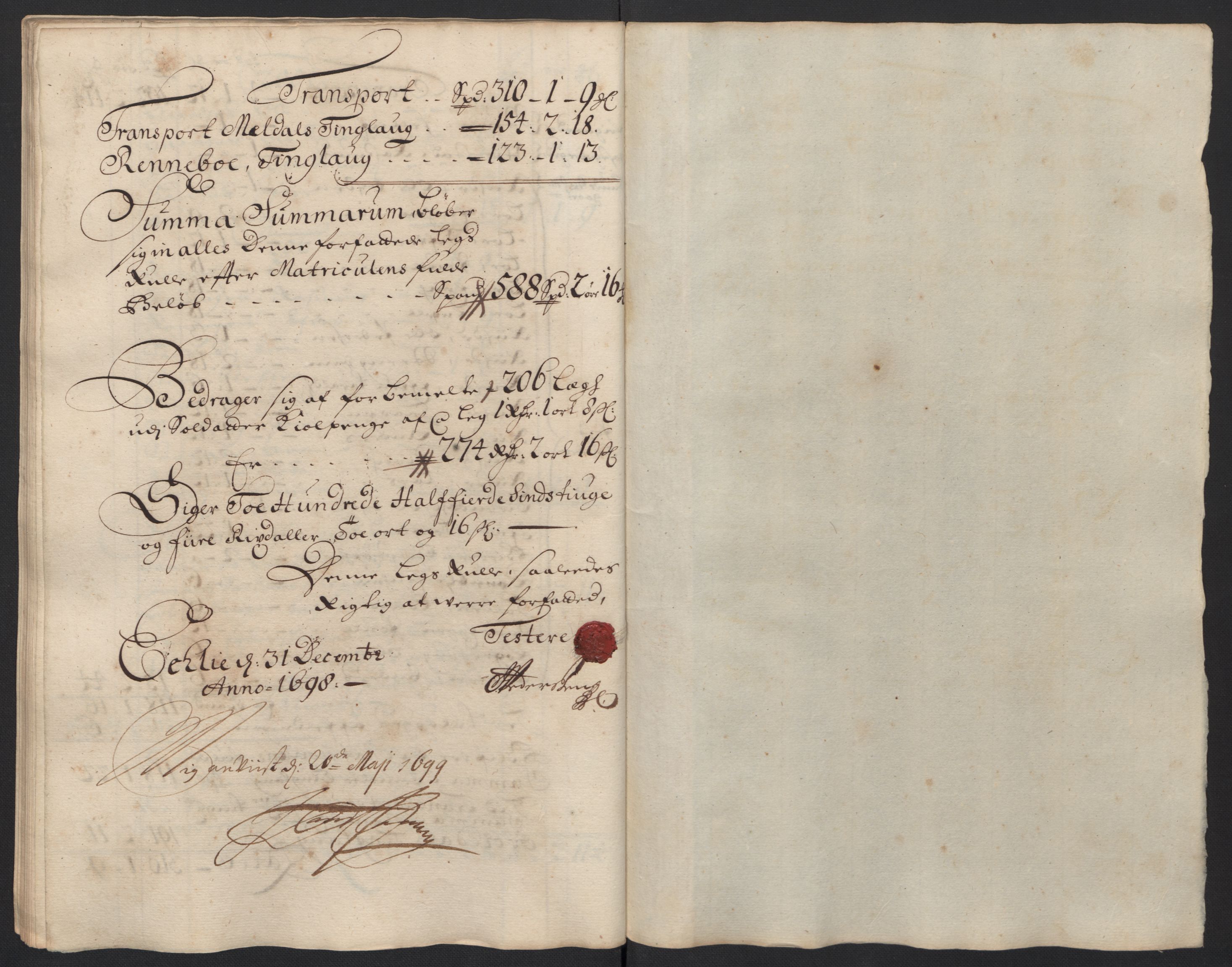 Rentekammeret inntil 1814, Reviderte regnskaper, Fogderegnskap, AV/RA-EA-4092/R60/L3948: Fogderegnskap Orkdal og Gauldal, 1698, p. 131