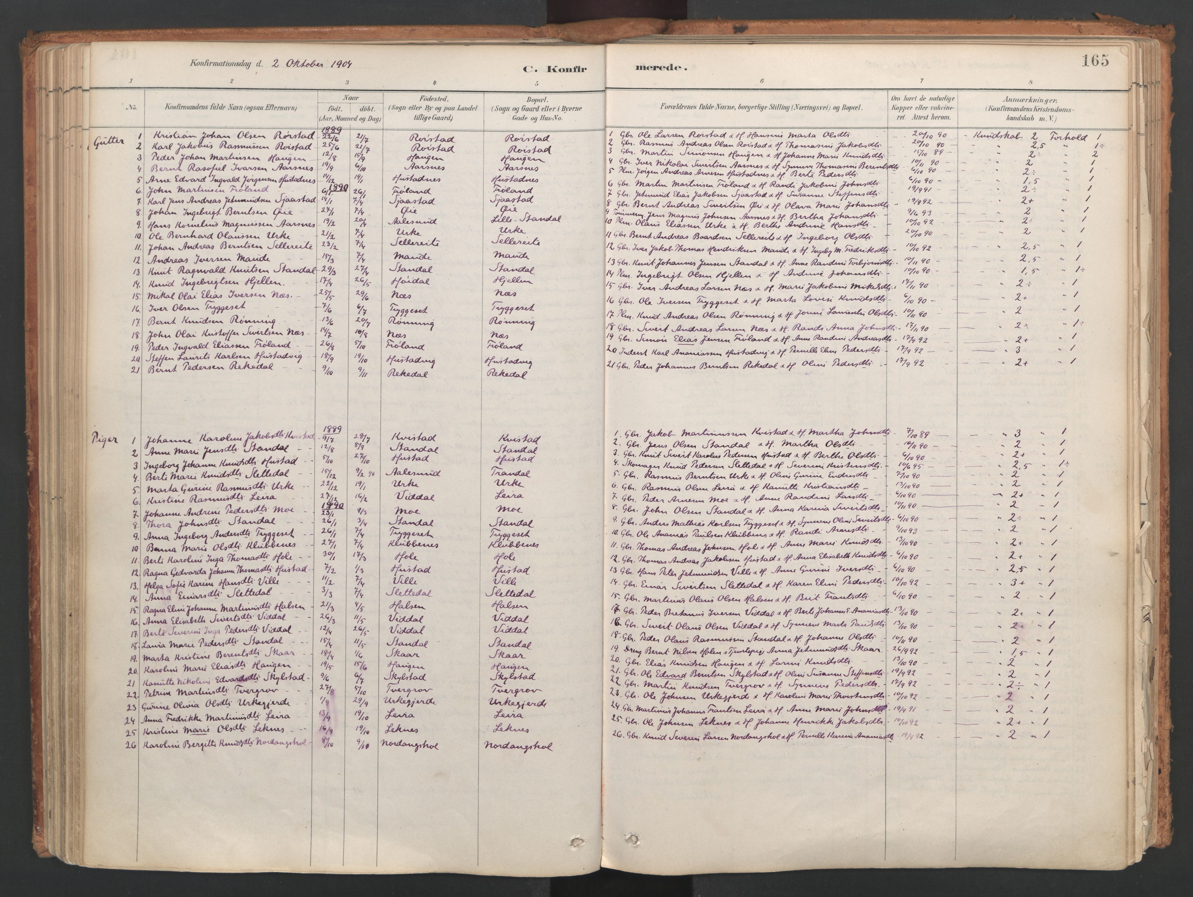 Ministerialprotokoller, klokkerbøker og fødselsregistre - Møre og Romsdal, SAT/A-1454/515/L0211: Parish register (official) no. 515A07, 1886-1910, p. 165