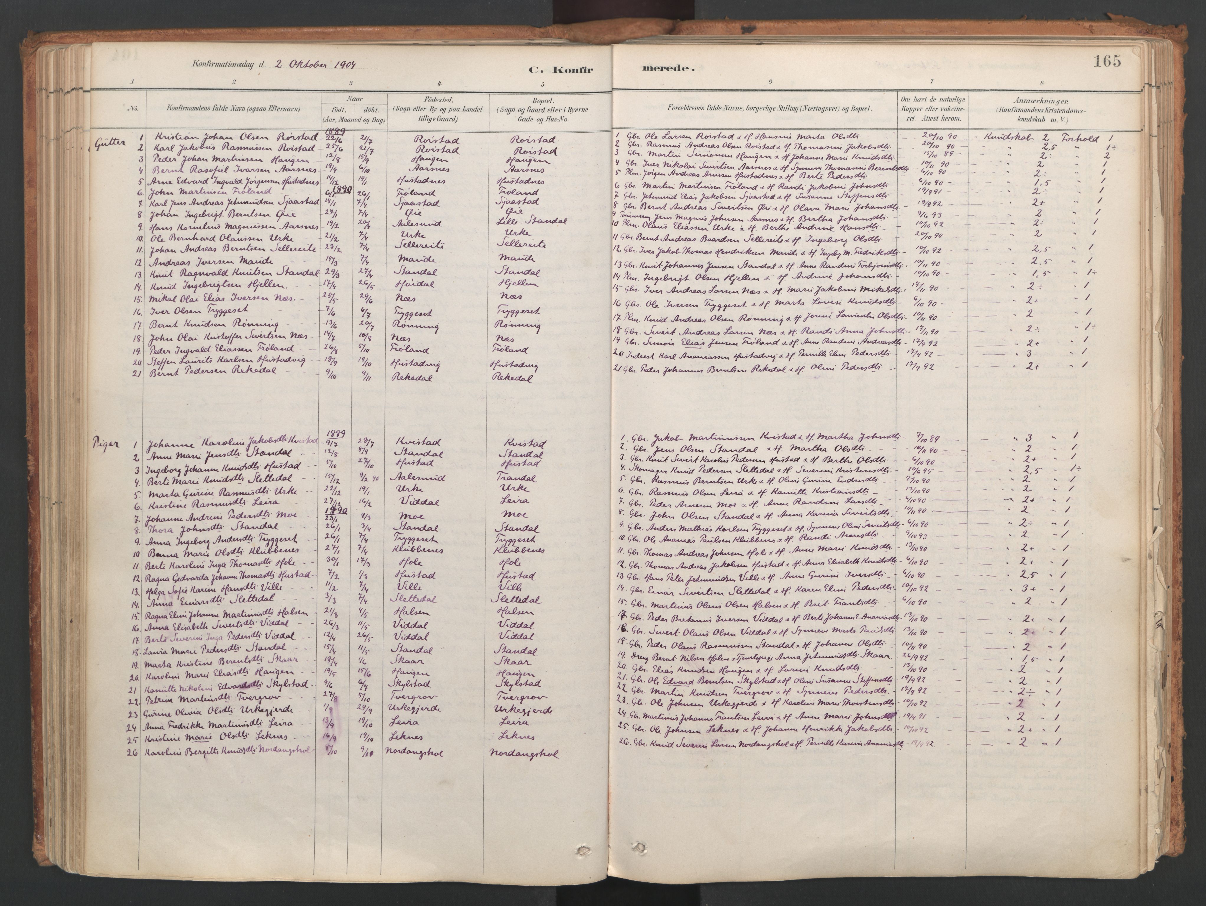 Ministerialprotokoller, klokkerbøker og fødselsregistre - Møre og Romsdal, AV/SAT-A-1454/515/L0211: Parish register (official) no. 515A07, 1886-1910, p. 165
