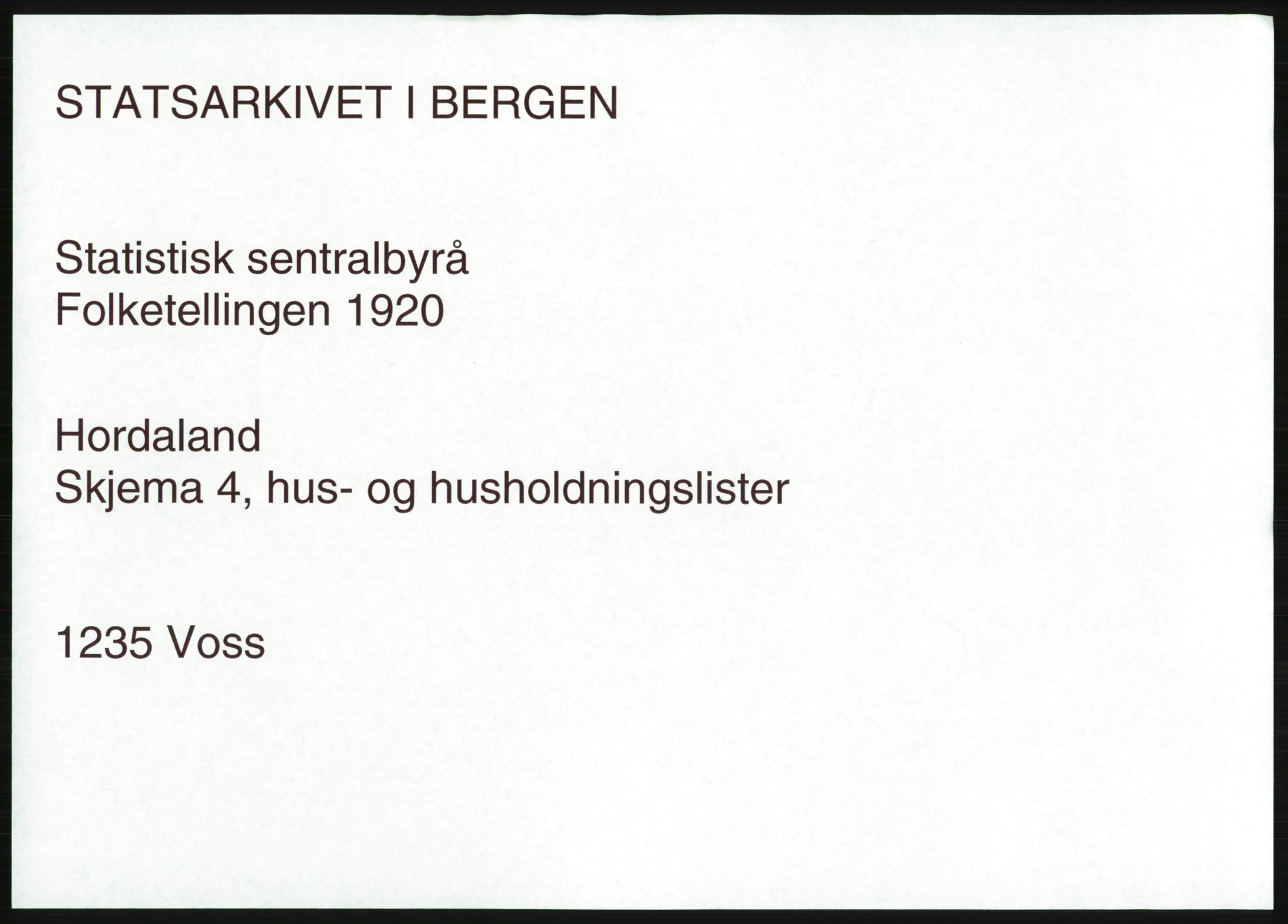 SAB, 1920 census for Voss, 1920, p. 101