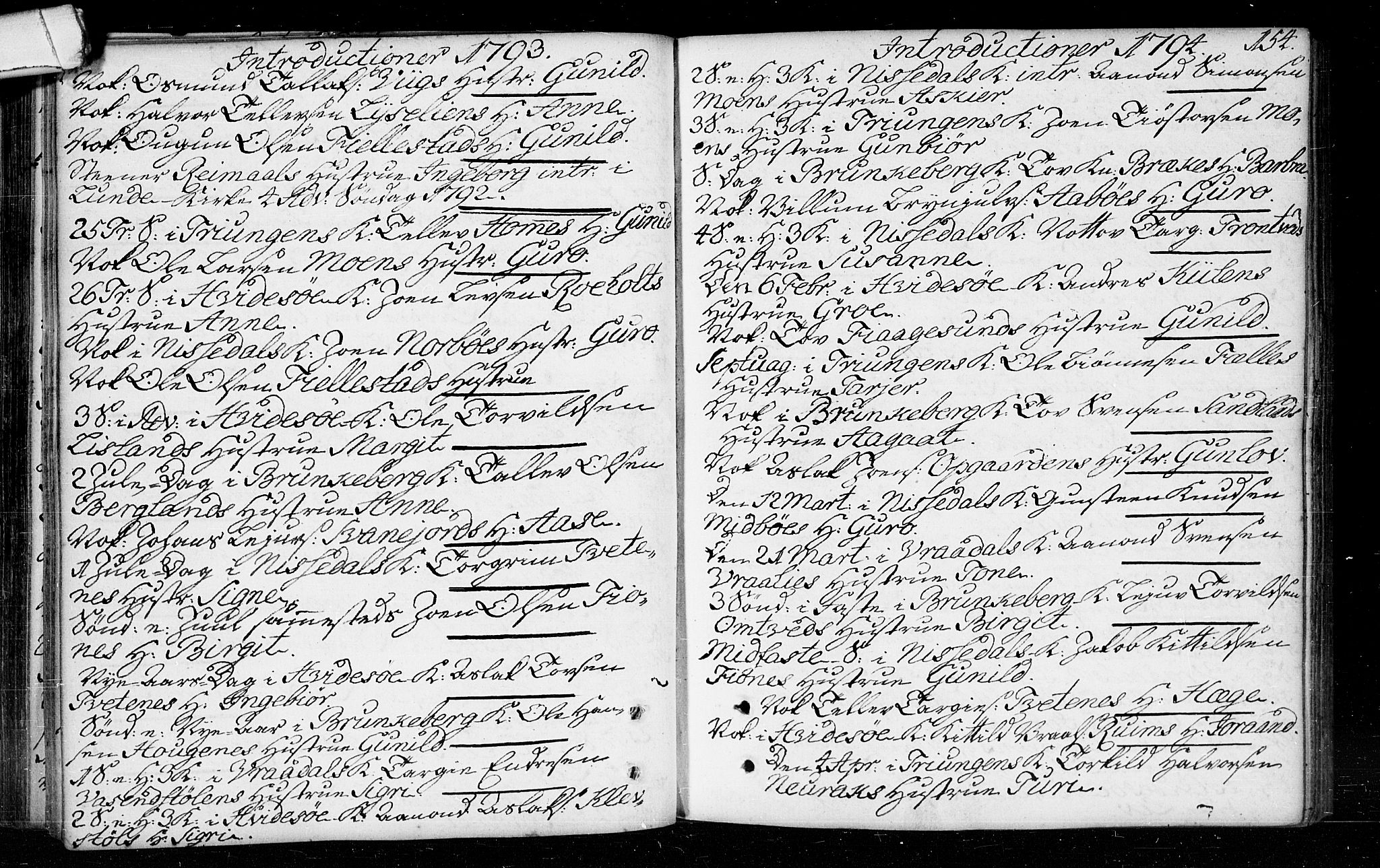 Kviteseid kirkebøker, SAKO/A-276/F/Fa/L0003: Parish register (official) no. I 3, 1787-1799, p. 154