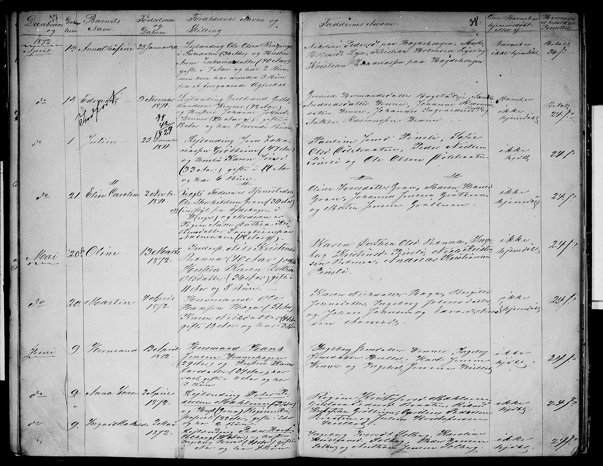 Vestre Aker prestekontor Kirkebøker, SAO/A-10025/G/Gb/L0001: Parish register (copy) no. II 1, 1865-1881, p. 37-38