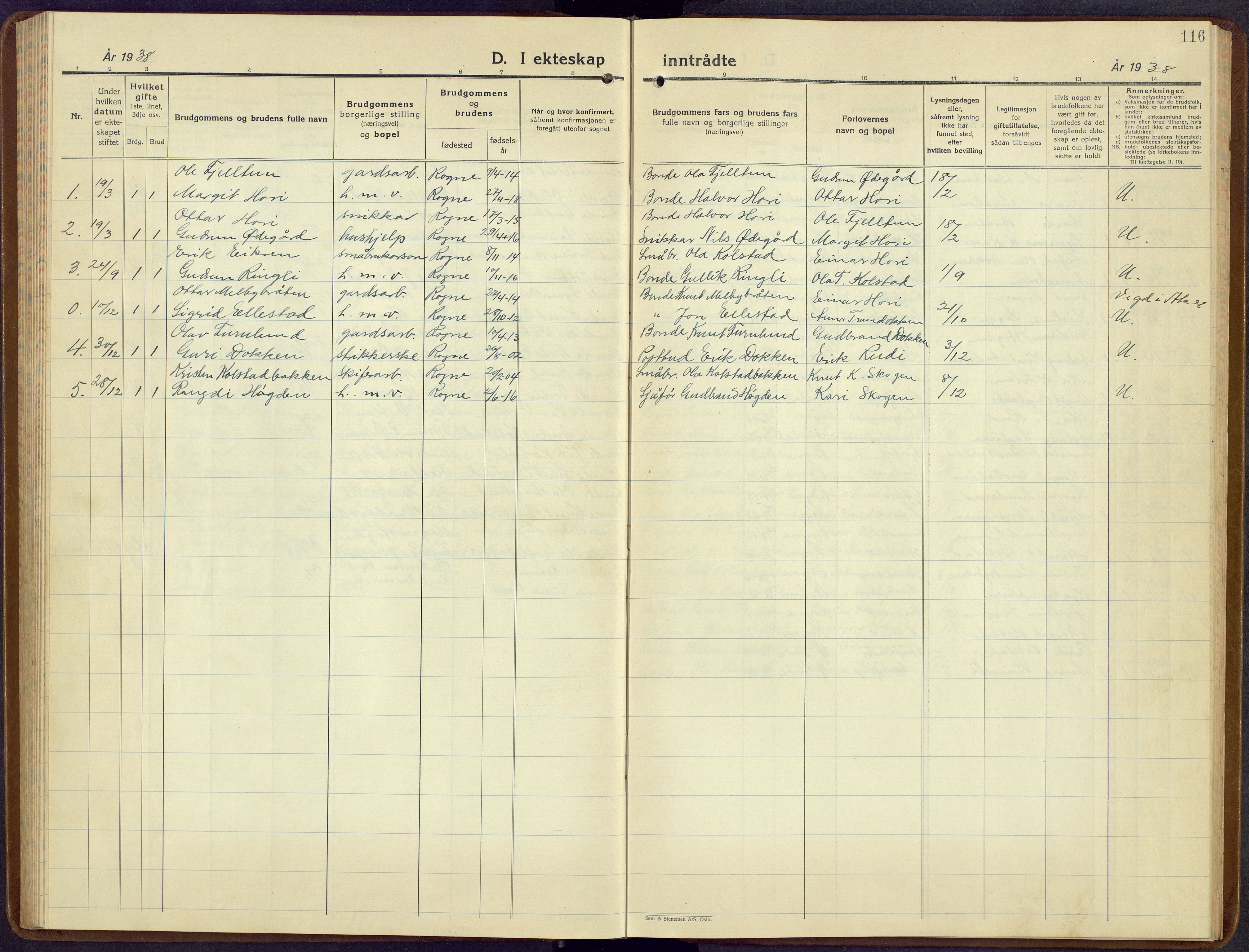 Øystre Slidre prestekontor, SAH/PREST-138/H/Ha/Hab/L0011: Parish register (copy) no. 11, 1937-1966, p. 116