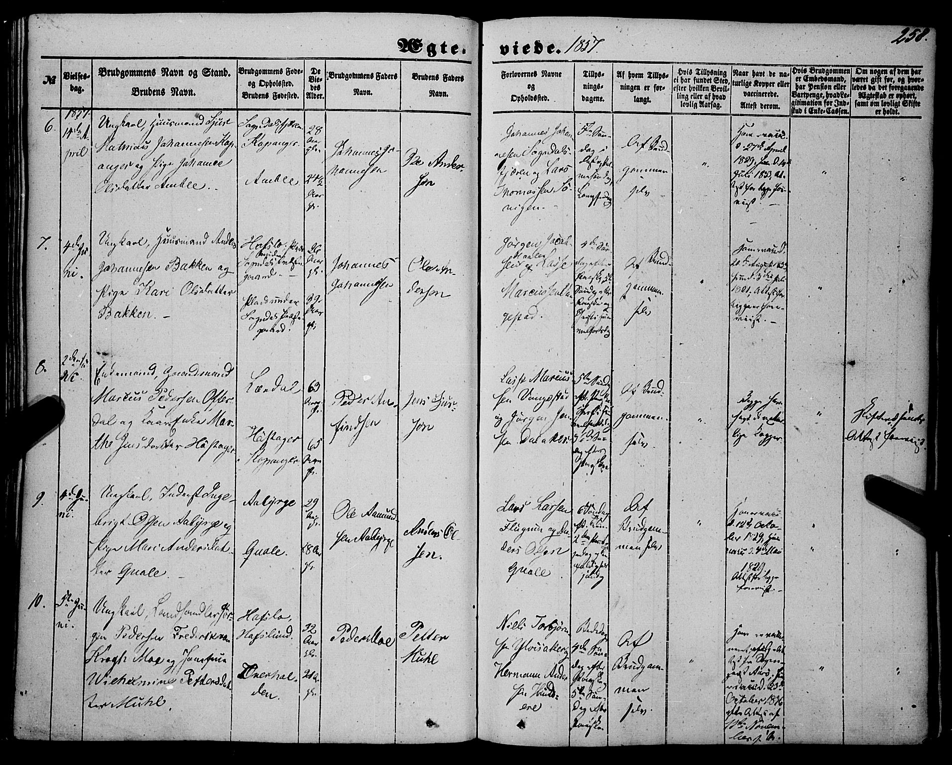 Sogndal sokneprestembete, SAB/A-81301/H/Haa/Haaa/L0012II: Parish register (official) no. A 12II, 1847-1877, p. 258