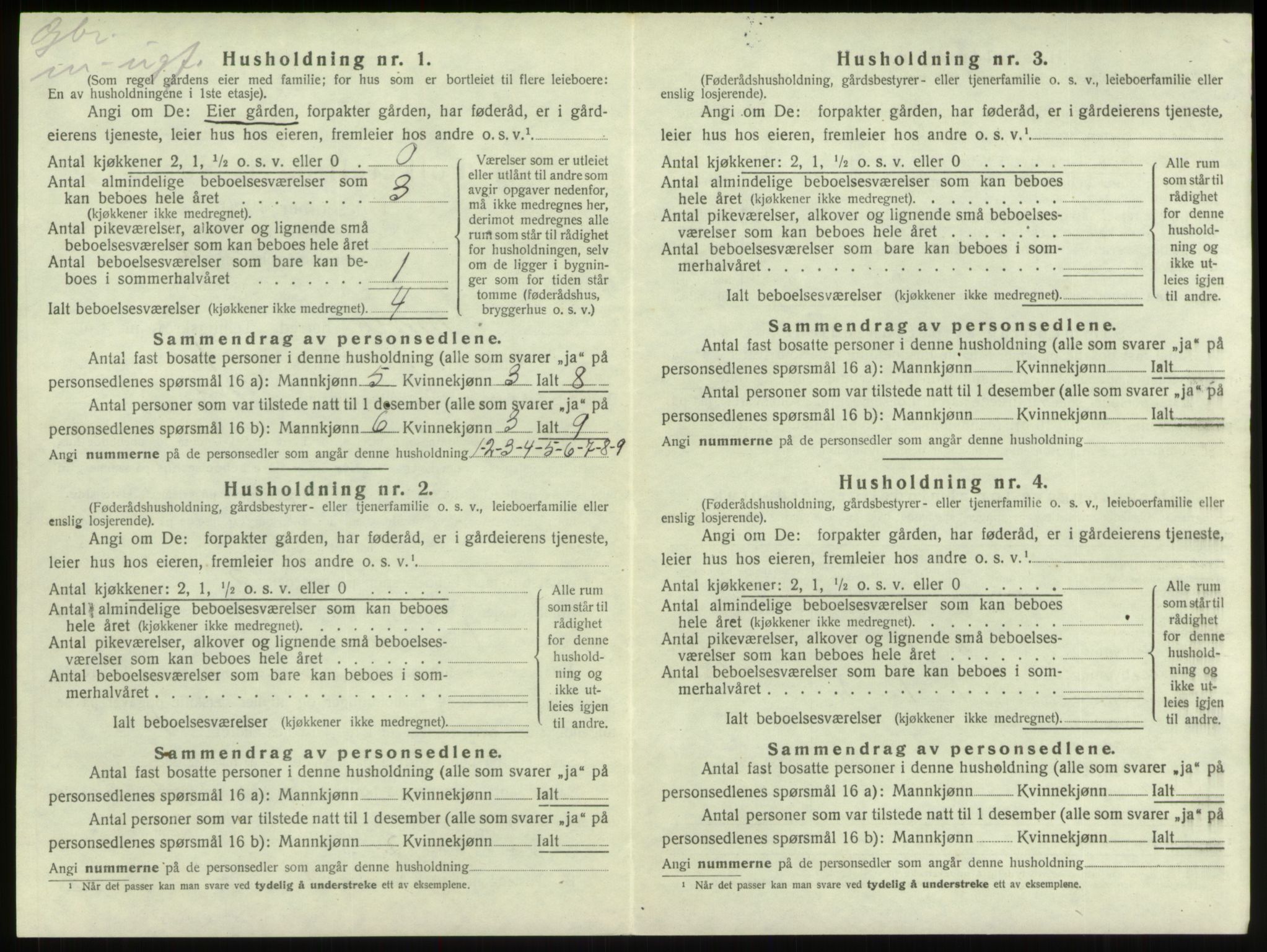 SAB, 1920 census for Innvik, 1920, p. 920