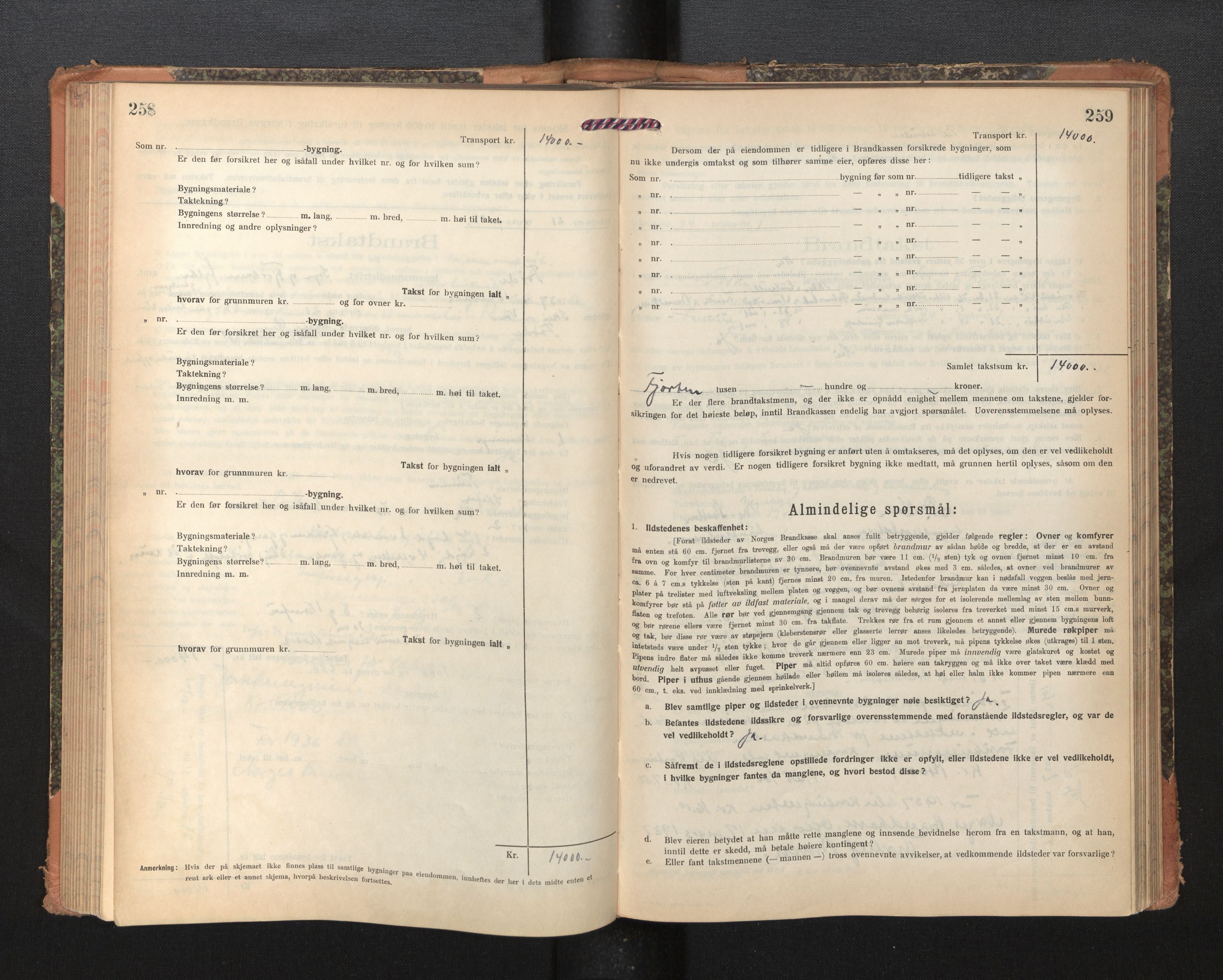 Lensmannen i Førde, AV/SAB-A-27401/0012/L0009: Branntakstprotokoll, skjematakst, 1922-1946, p. 258-259