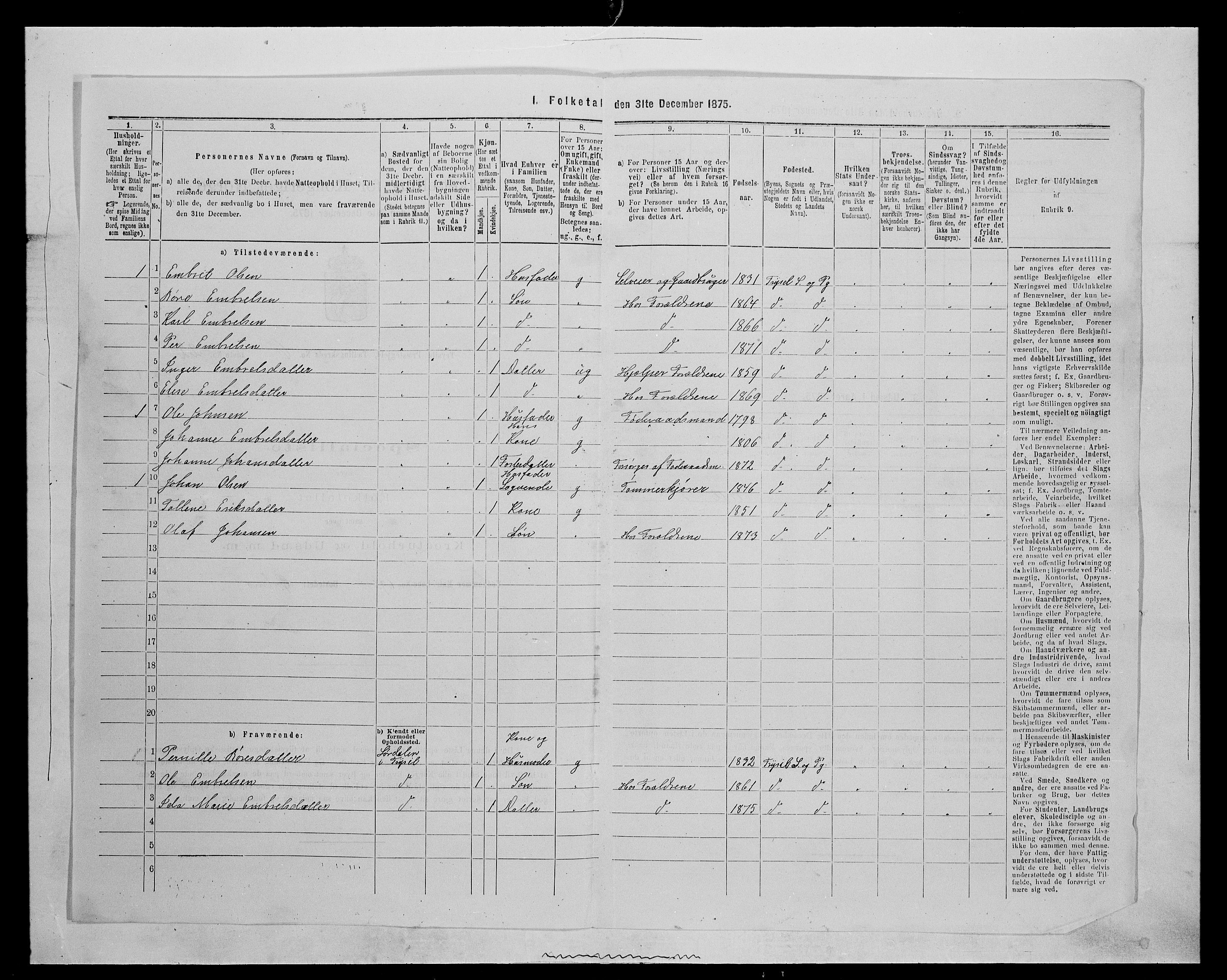 SAH, 1875 census for 0428P Trysil, 1875, p. 764